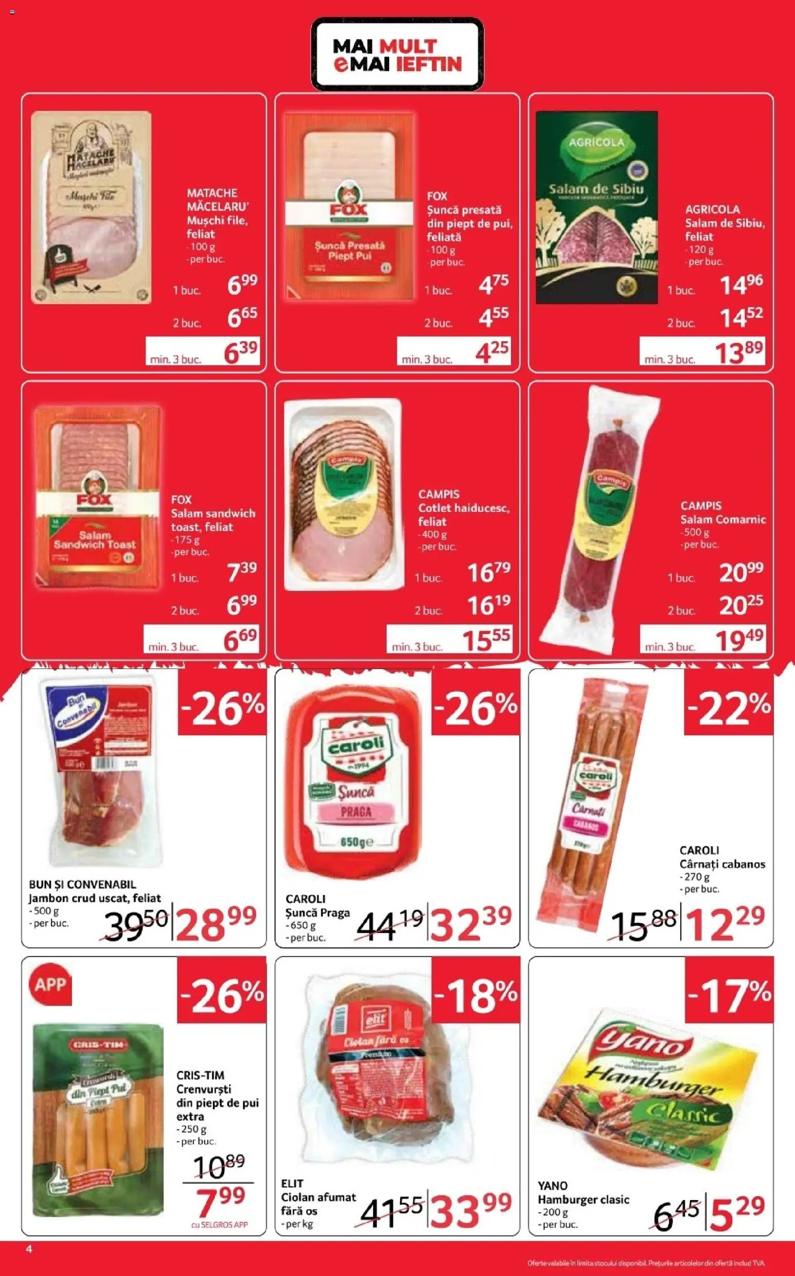 Noul catalog Selgros – valabil de la 16.10.2026 | Pagină: 4 | Produse: Pui, Crenvurști, Mușchi, Cârnați