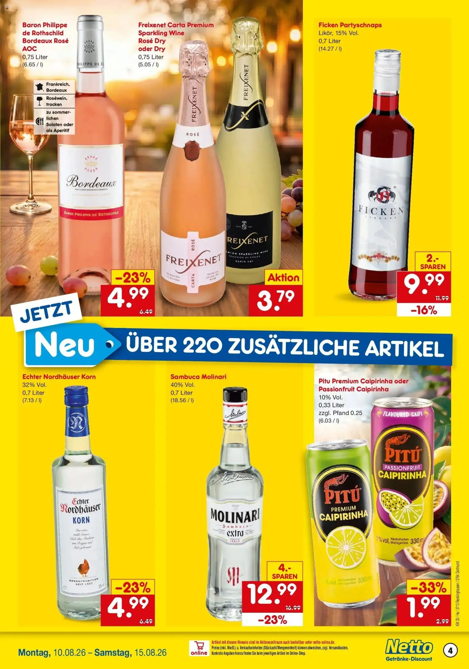 Netto Marken-Discount Prospekt Dortmund (ab 10.08.2026) » Angebote | Seite: 4 | Produkte: Freixenet, Sambuca, Sambuca molinari