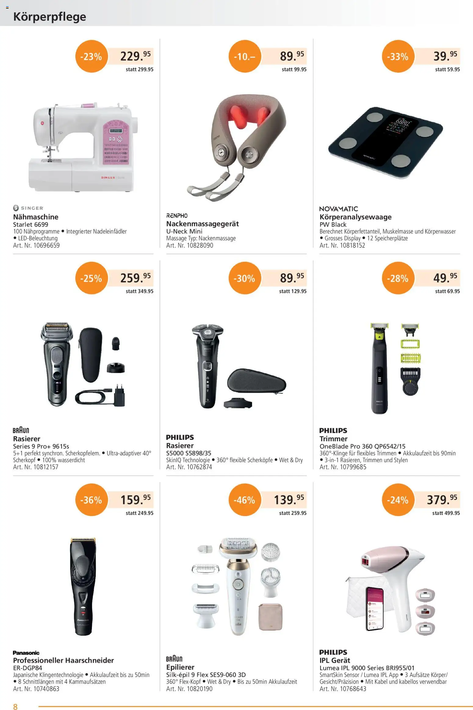 Fust aktionen – gültig ab 24.08.2026 | Seite: 8 | Produkte: Rasierer, Kabel, Philips, Epilierer