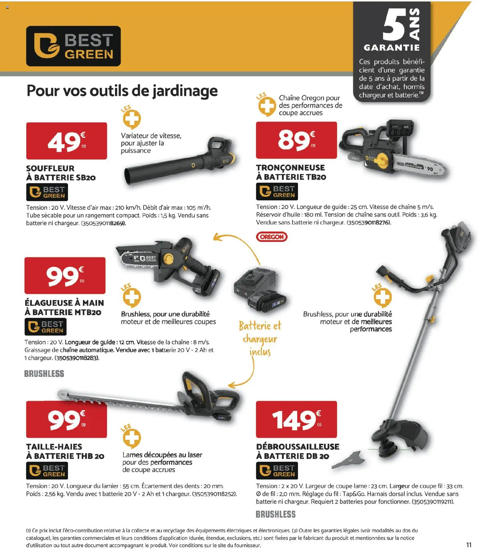 {H1} | Page: 11 | Produits: Poids, Outils, Élagueuse, Batterie