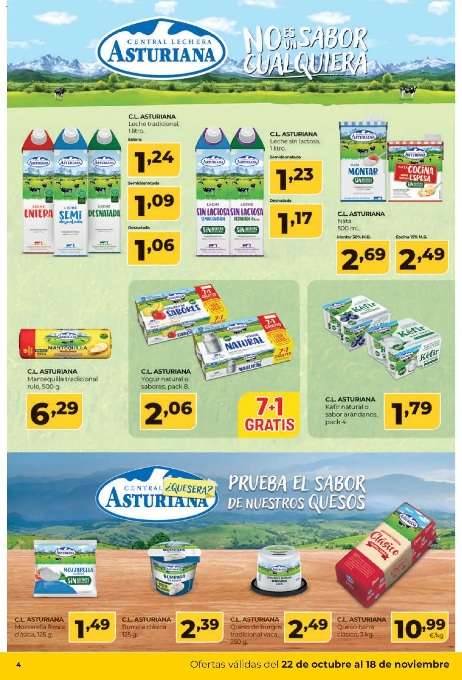 Alimerka folleto Asturias │ válido desde el 22/10/2026 | Página: 5 | Productos: Leche desnatada, Burrata, Leche, Queso