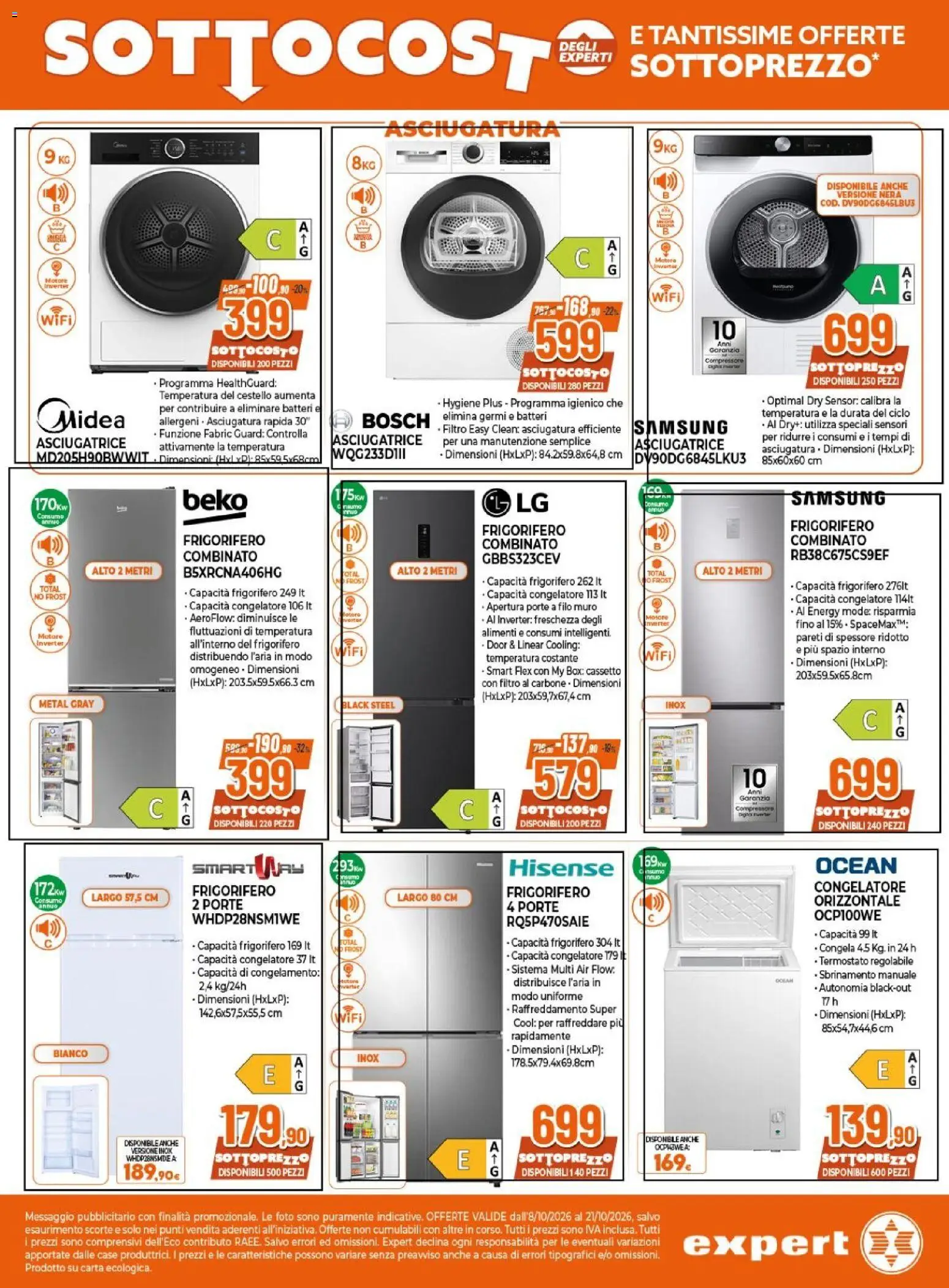 Volantino Expert del 08/10/2026 | Pagina: 24 | Prodotti: Compressore, Asciugatrice, Frigorifero, Samsung