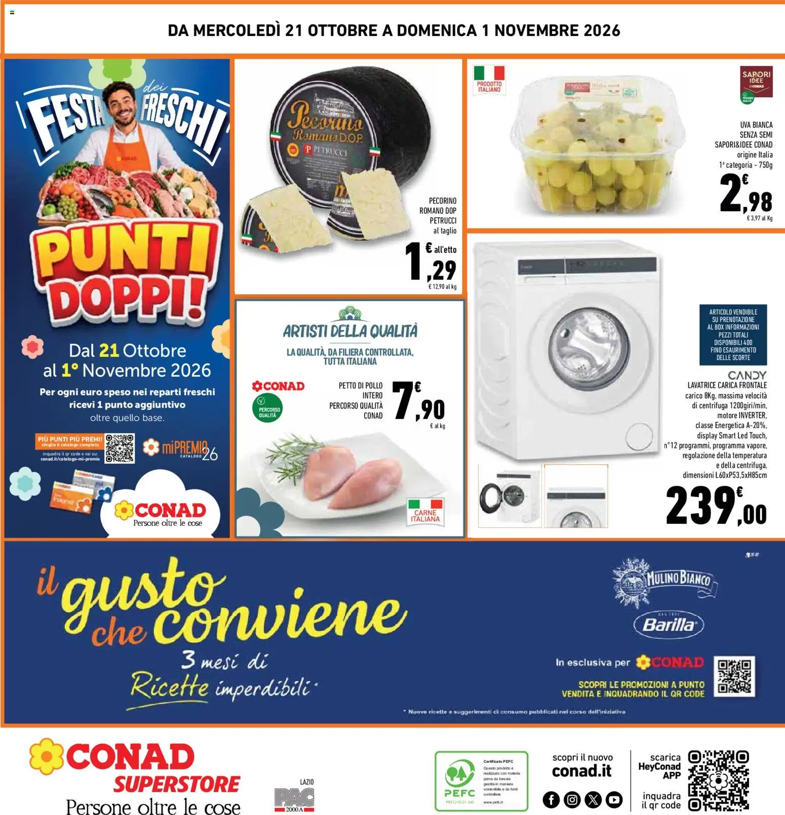 Volantino Conad del 21/10/2026 | Pagina: 32 | Prodotti: Petto di Pollo, Uva, Pecorino Romano, Pecorino