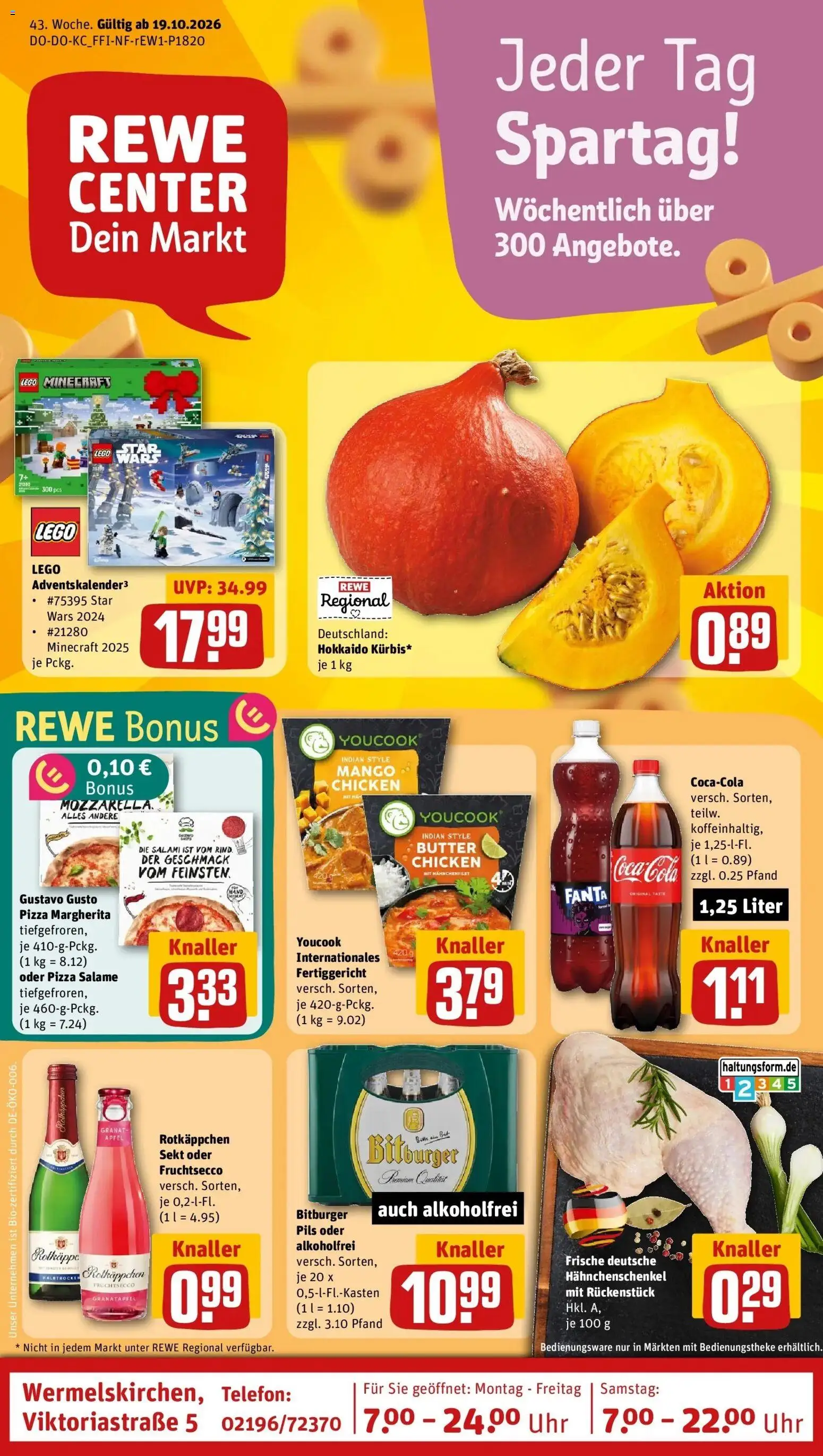 REWE Prospekt ab 19.10.2026 zum Blättern » Angebote | Seite: 1 | Produkte: Fanta, Butter, Pils, Salami