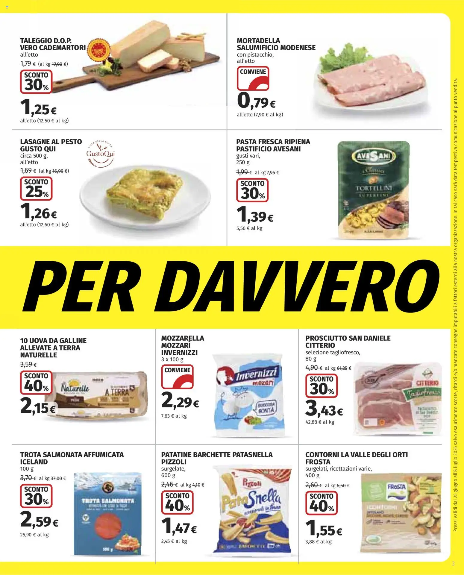 Volantino COOP del 25/06/2026 | Pagina: 3 | Prodotti: Uova, Patatine, Pasta, Mortadella