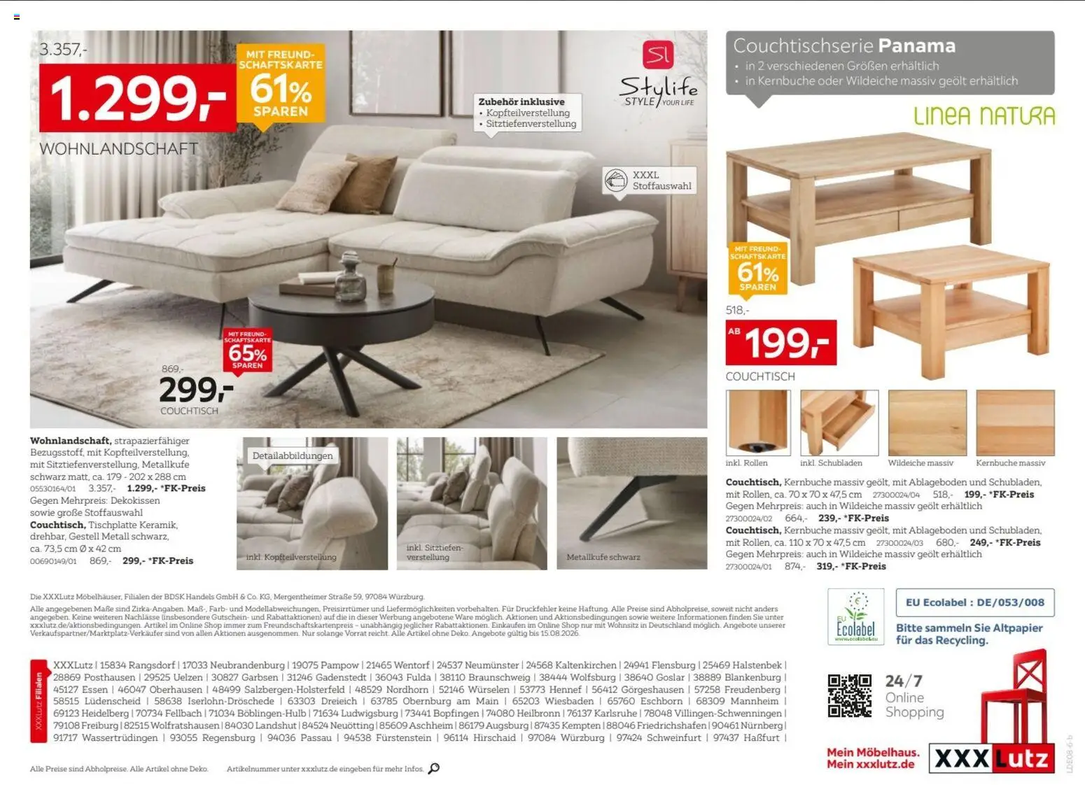 XXXLutz Nr. 1 beim Preis – gültig ab 01.08.2026 | Seite: 3 | Produkte: Wohnlandschaft, Couchtisch