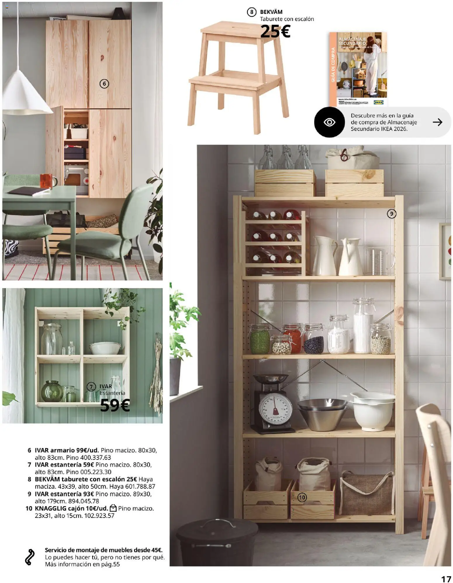 Catálogo IKEA Organización en el hogar │ válido desde el 15/01/2026 | Página: 17 | Productos: Taburete, Muebles, Almacenaje, Armario