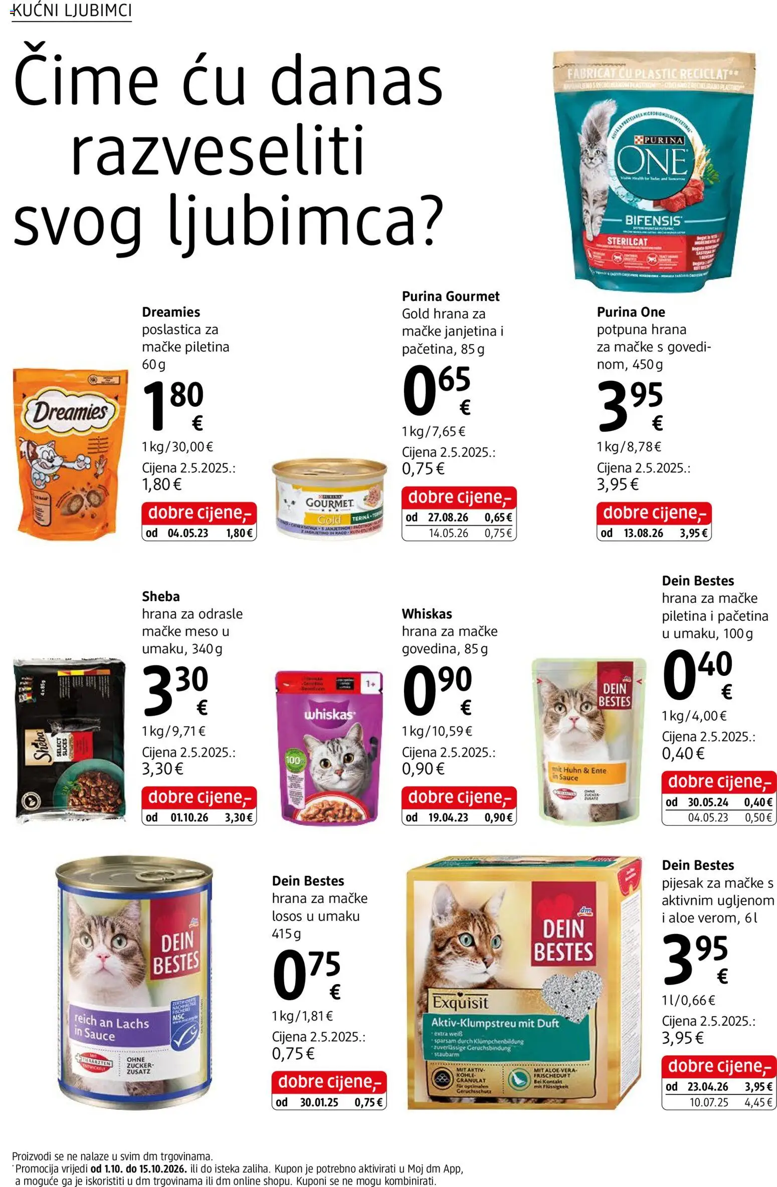 DM katalog | vrijedi od 01.10.2026 | Stranica: 38 | Proizvodi: Meso, Piletina, Losos, Pijesak za mačke