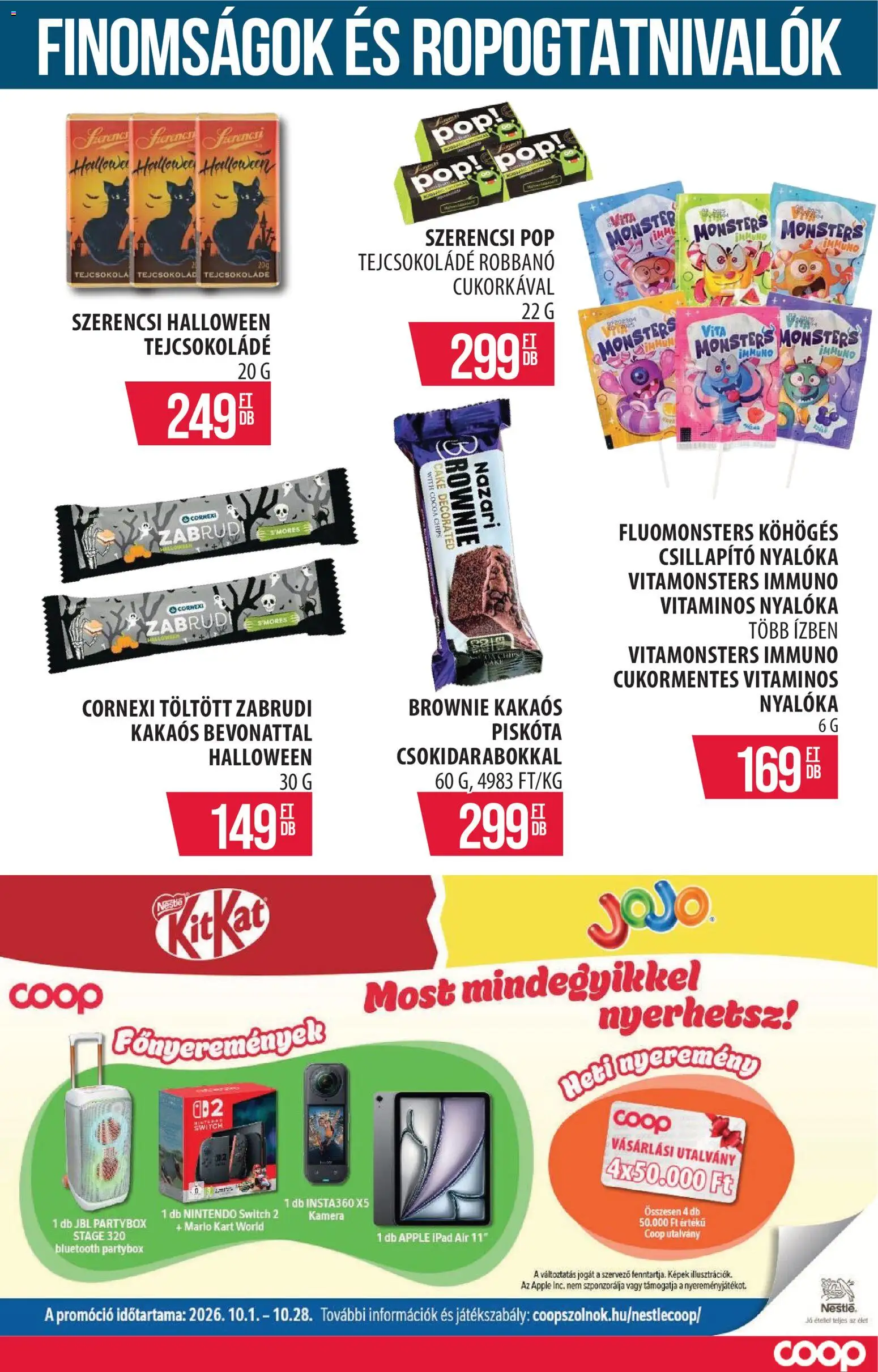 COOP Szolnok akciós ujság - amely érvényes a következő dátumtól: 2026.10.08. | Oldal: 17 | Termékek: Kamera, Nestlé, Tejcsokoládé, Brownie
