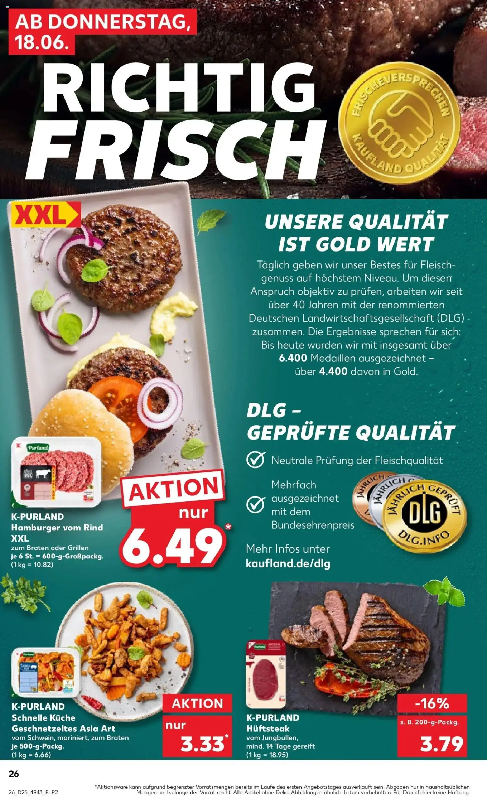 Kaufland Prospekt Kerpen – gültig ab 18.06.2026 | Seite: 26 | Produkte: Steak, Fleisch, Objektiv, Hackfleisch