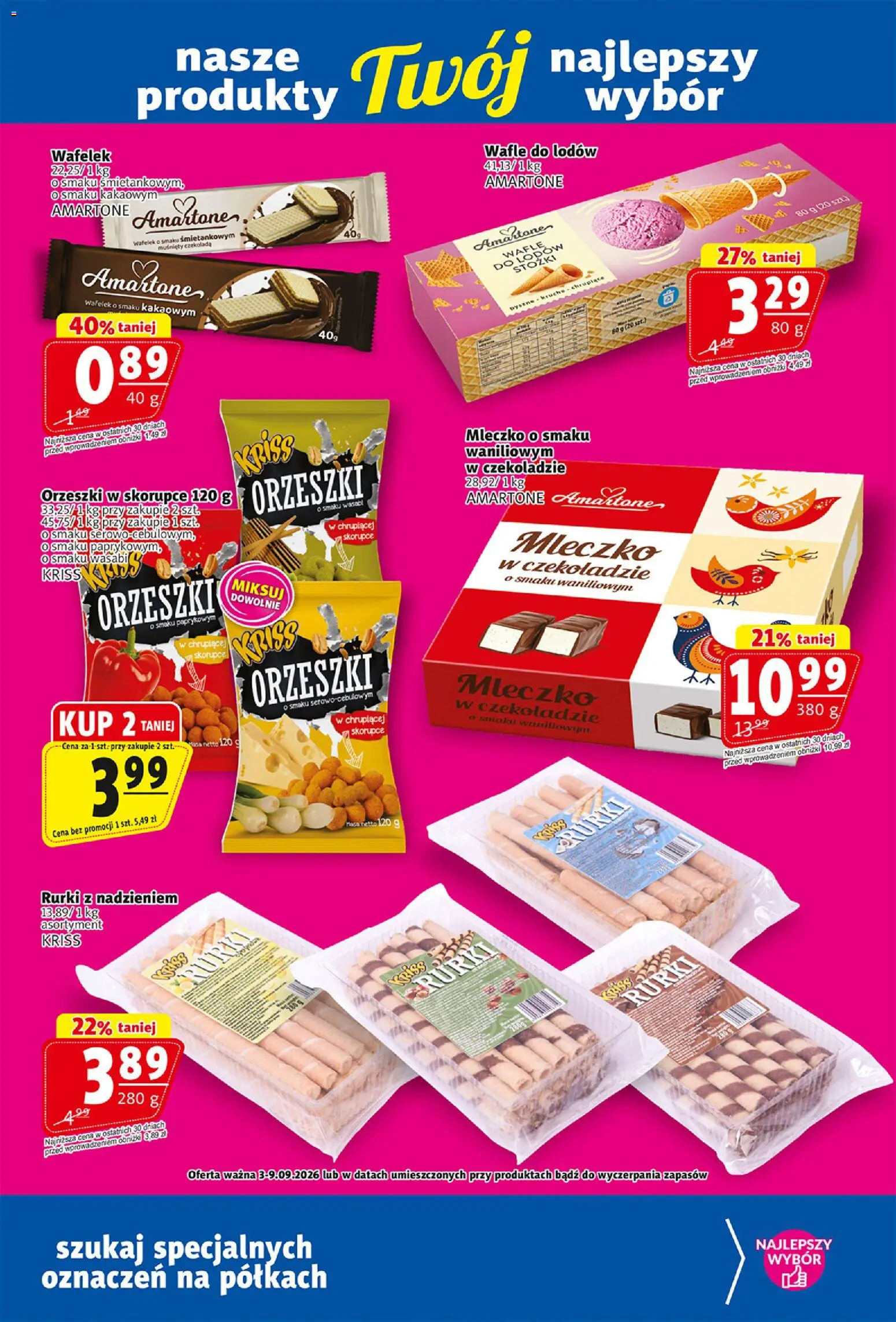 Prim Market gazetka od 03.09.2026 | Strona: 18 | Produkty: Orzeszki w skorupce, Wafelek, Wafle do lodów, Czekolada