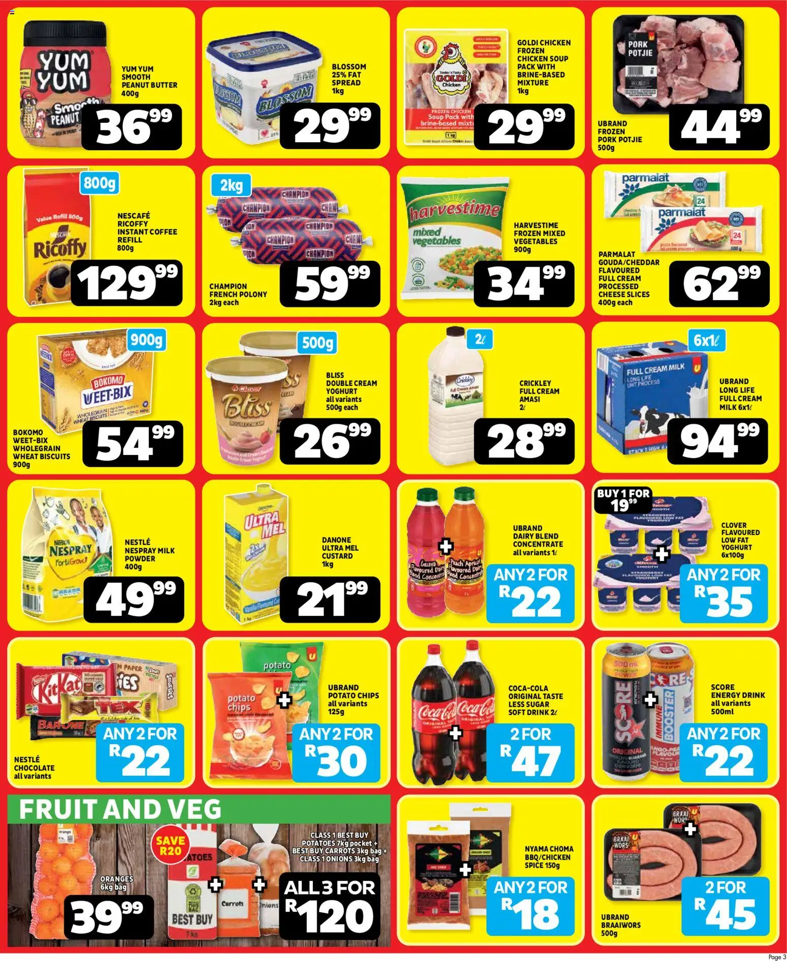 New Usave catalogue – valid from 22/06/2026 | Page: 3 | Products: Yoghurt, Polony, Onions, Sugar