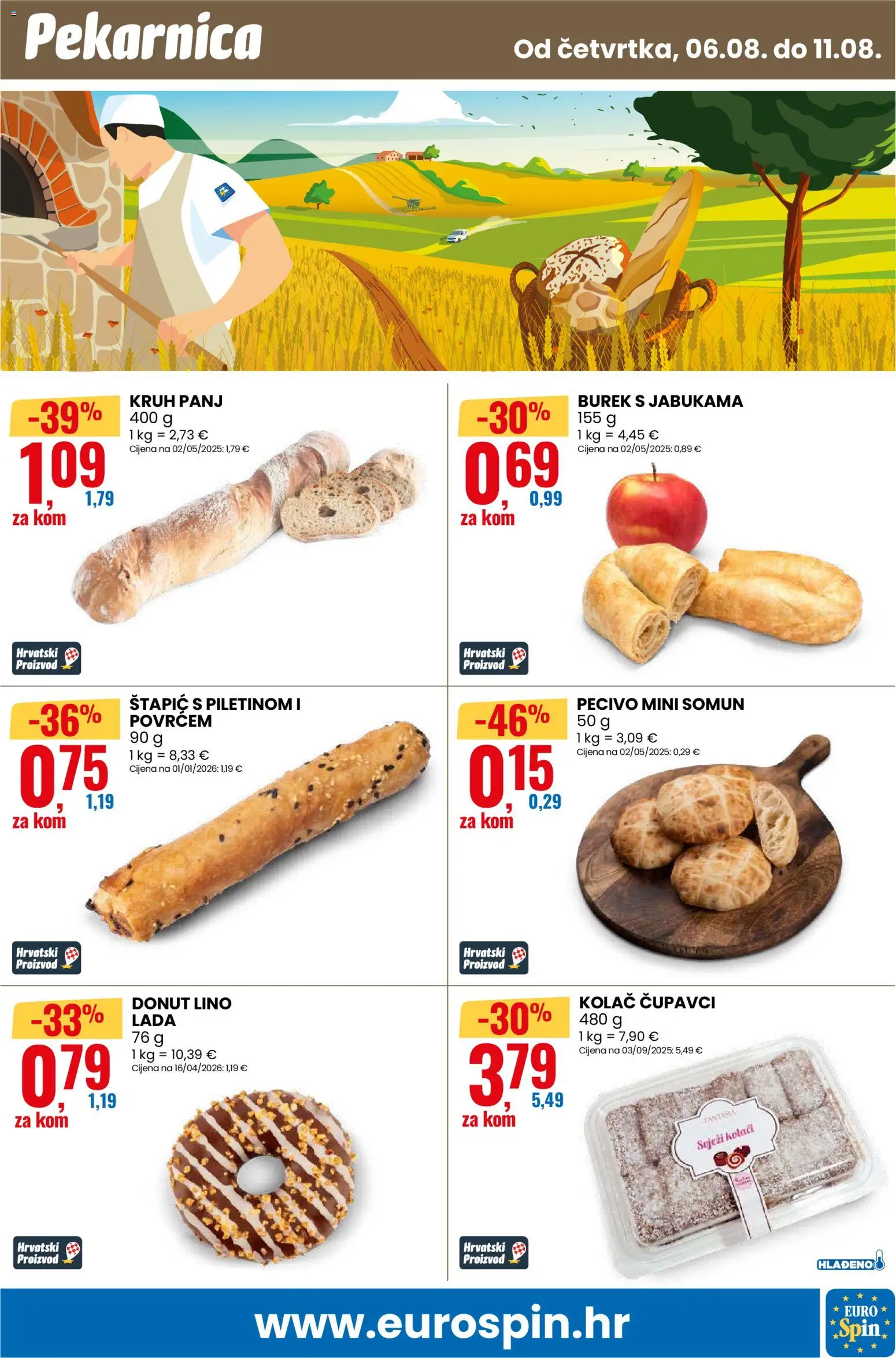 Eurospin katalog | vrijedi od 06.08.2026 | Stranica: 13 | Proizvodi: Somun, Lino Lada, Burek, Pecivo