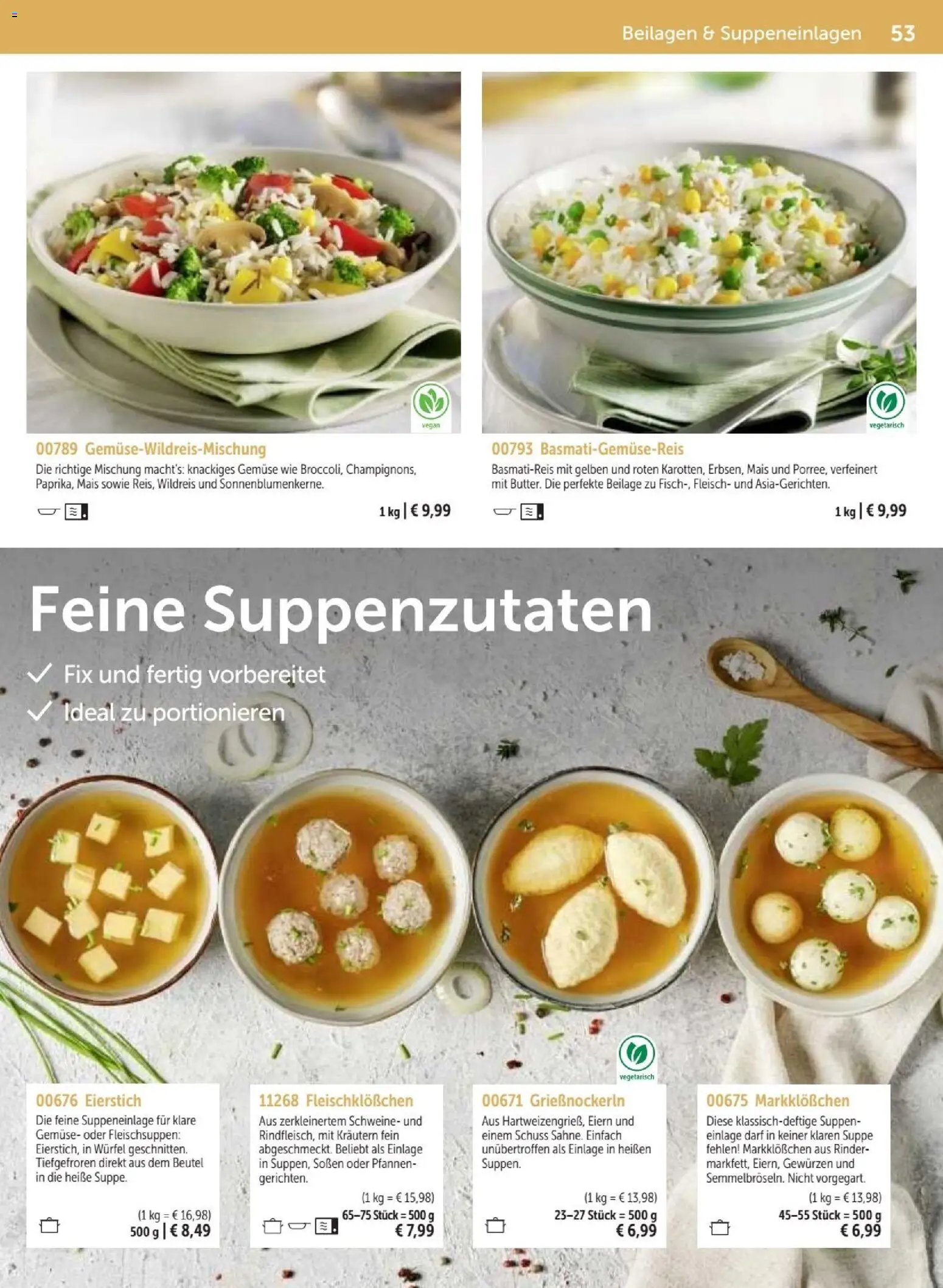 Bofrost Katalog – gültig ab 07.09.2026 | Seite: 53 | Produkte: Beilagen, Basmatireis, Gemüse, Fleisch