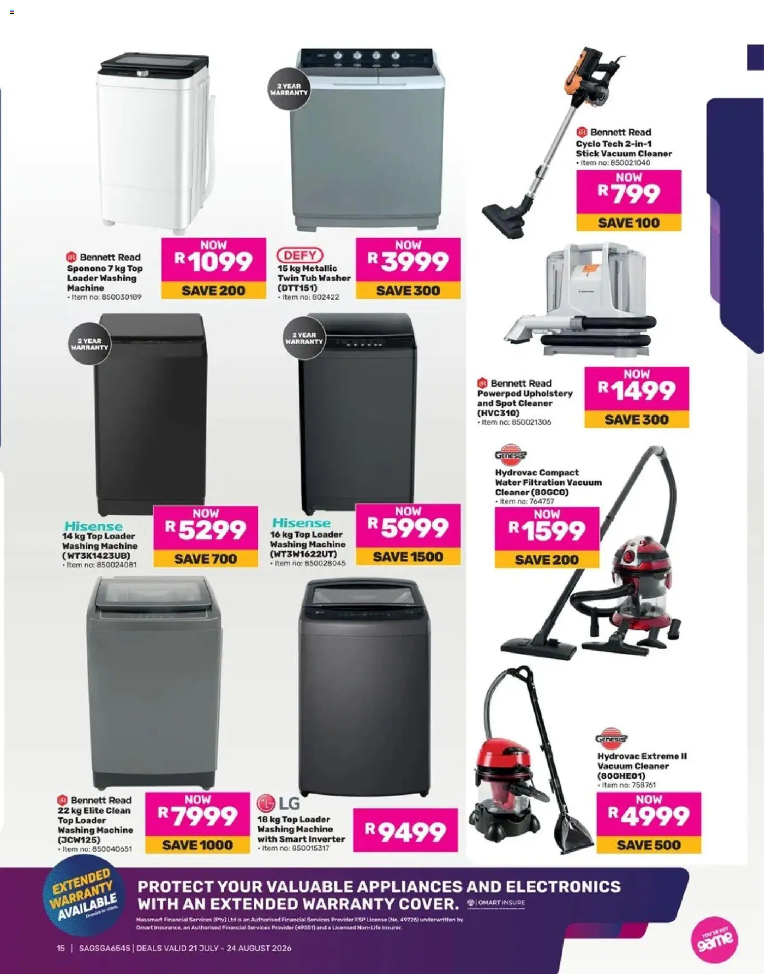 Game Catalogue electronics mania valid from 21/07/2026 | Page: 15 | Products: Vacuum cleaner, Washing machine, Water, Game