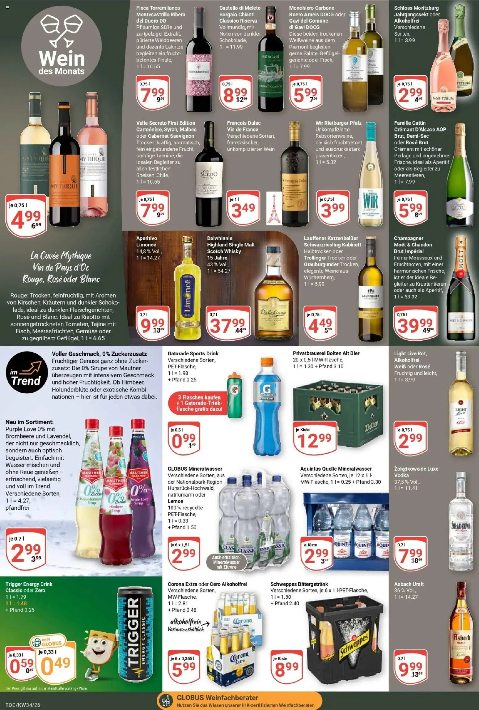 Globus Prospekt Tönisvorst (ab 17.08.2026) » Angebote online | Seite: 17 | Produkte: Whisky, Sirup, Schweppes, Asbach