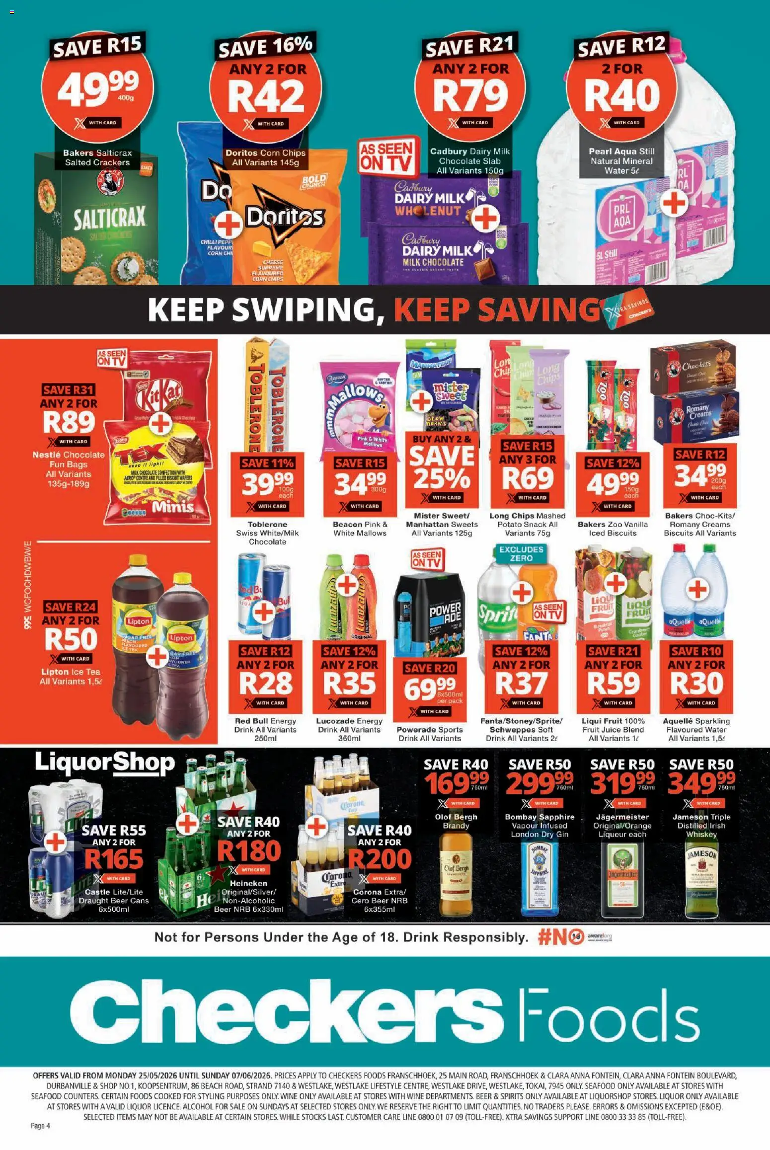 New Checkers catalogue – valid from 25.05.2026 | Page: 4 | Products: Corn, Milk, Light, Whiskey