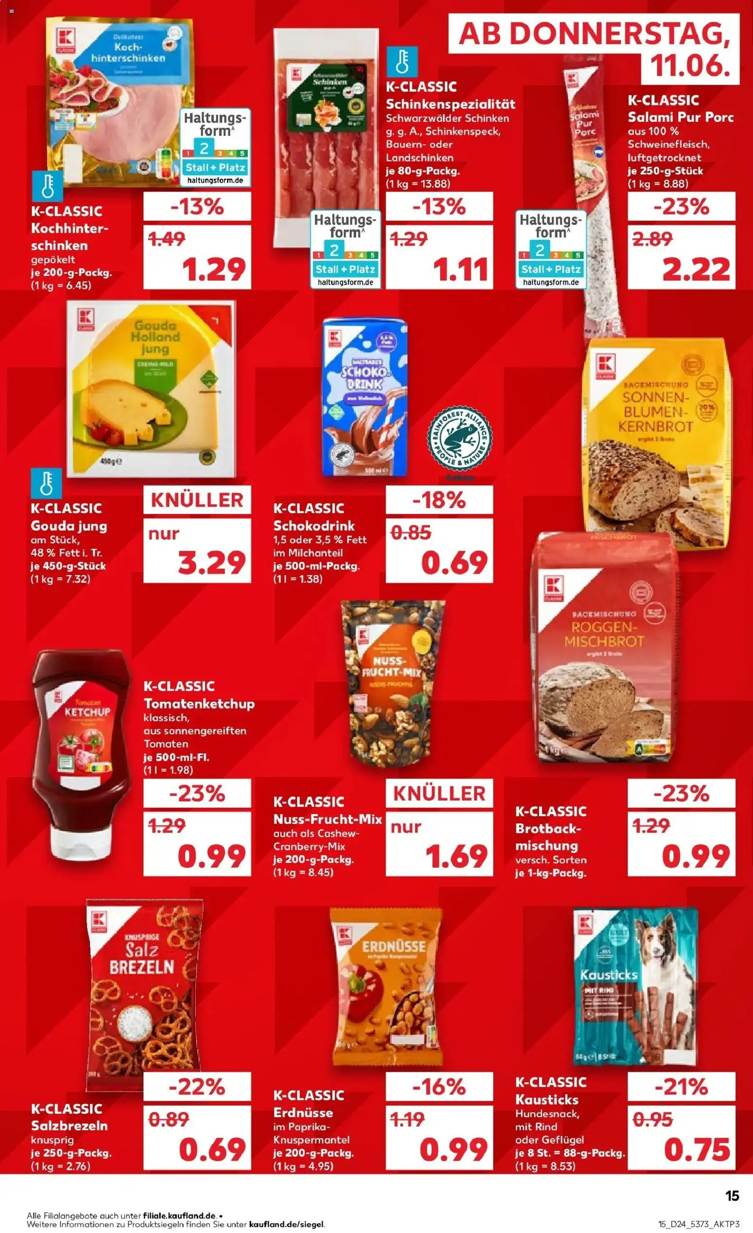 Kaufland Prospekt Göttingen – gültig ab 11.06.2026 | Seite: 15 | Produkte: Erdnüsse, Gouda, Salz, Schinken