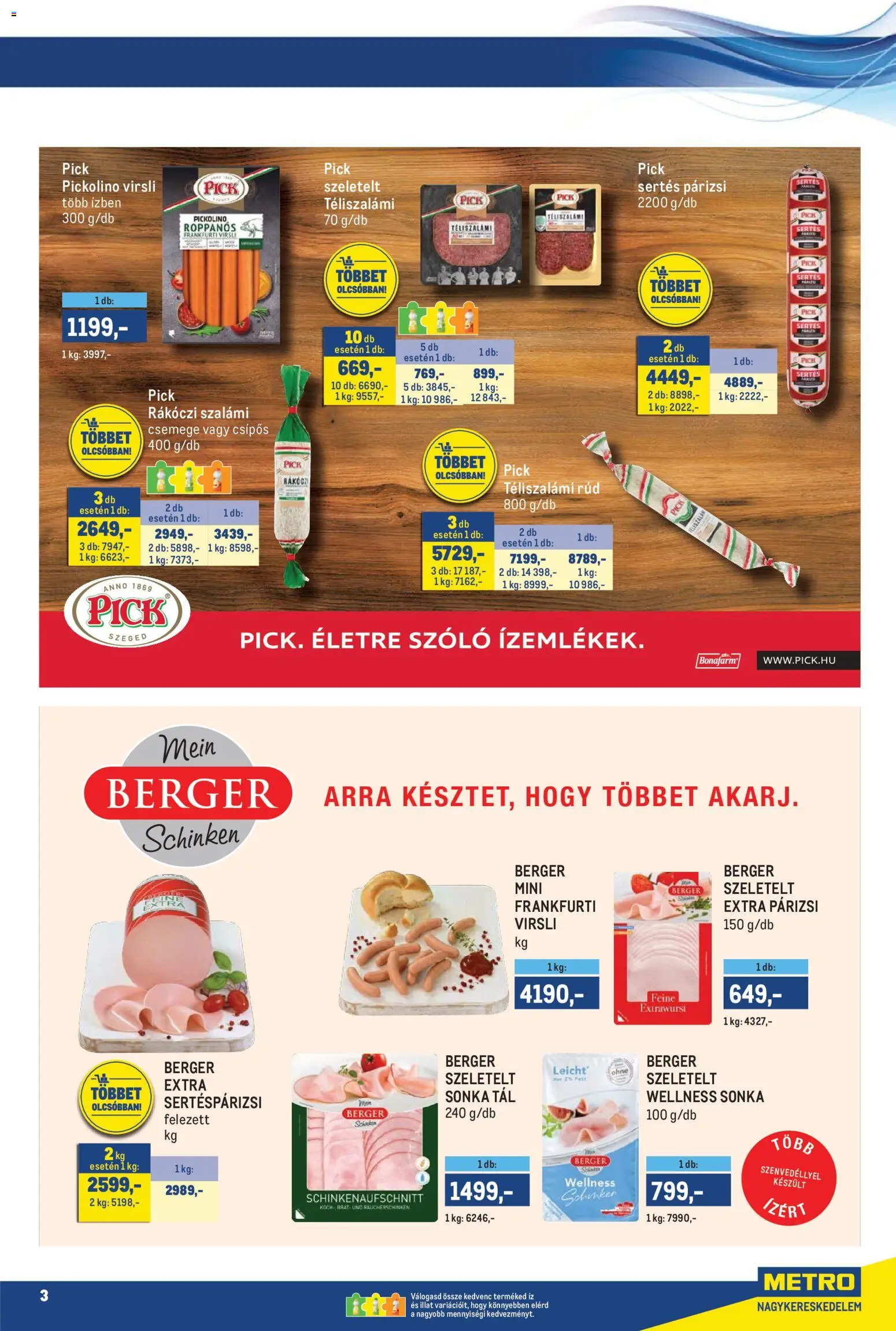 Metro akciós ujság - amely érvényes a következő dátumtól: 01.06.2026 | Oldal: 3 | Termékek: Szőlő, Frankfurti virsli, Szalámi, Párizsi