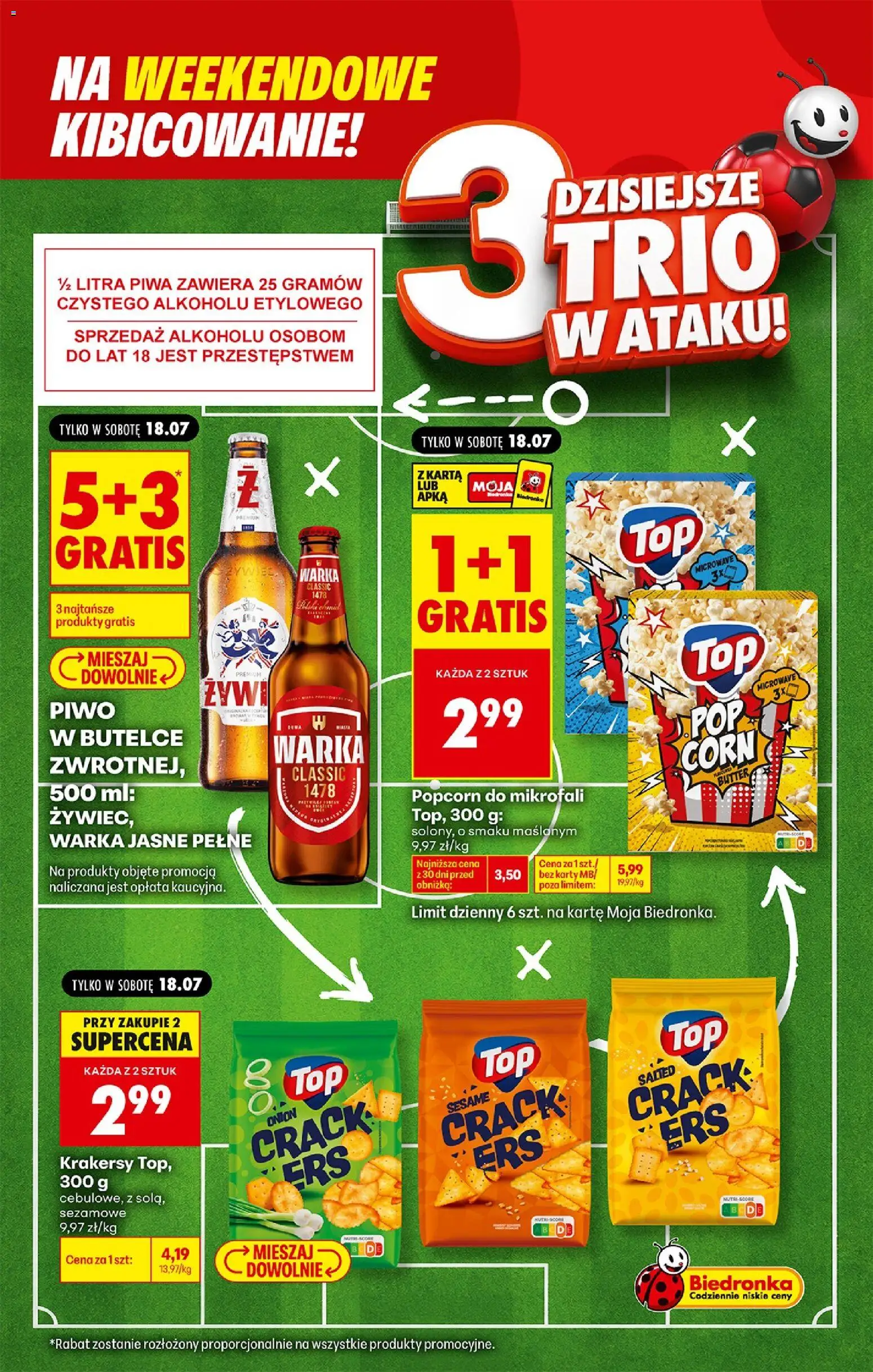 Biedronka gazetka - Football weekend od 16.07.2026 | Strona: 3 | Produkty: Karta, Top, Piwo, Popcorn