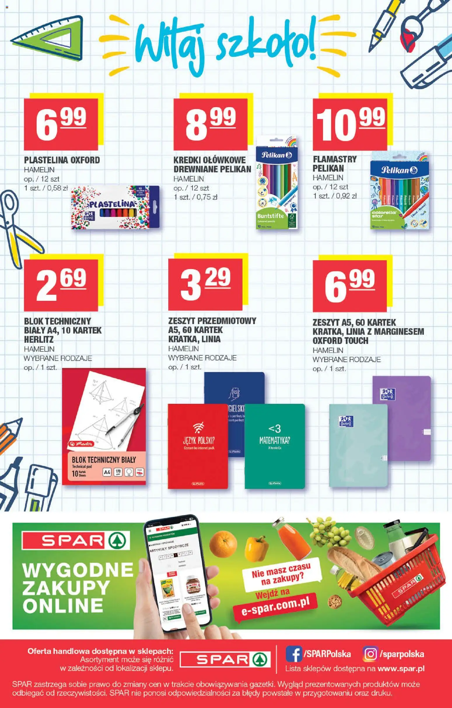Spar gazetka od 12.08.2026 | Strona: 8 | Produkty: Plastelina, Zeszyt, Kredki, Flamastry