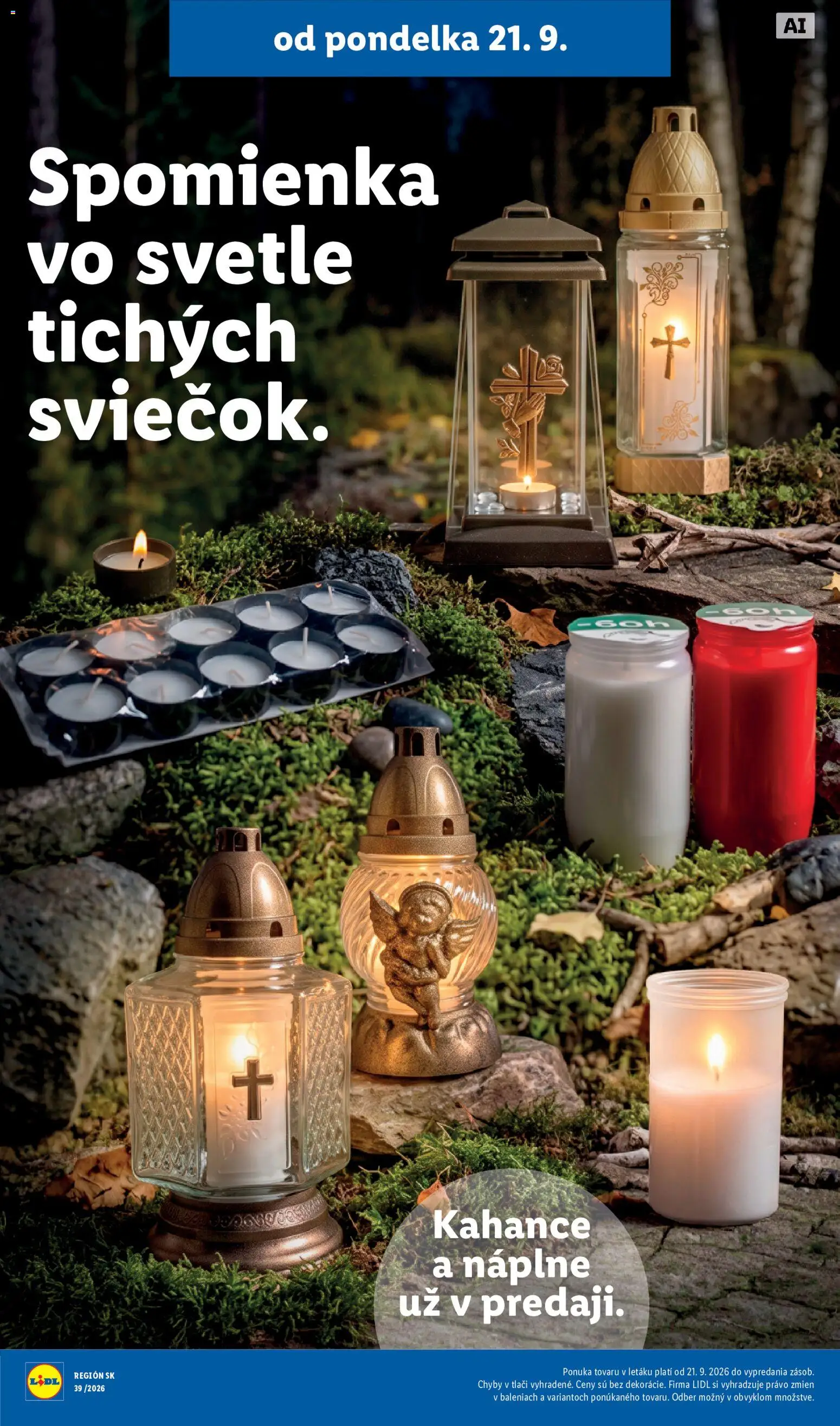 Nové Lidl akcie – leták je platný od 21.09.2026 | Strana: 48 | Produkty: Sviečky, Čajové sviečky