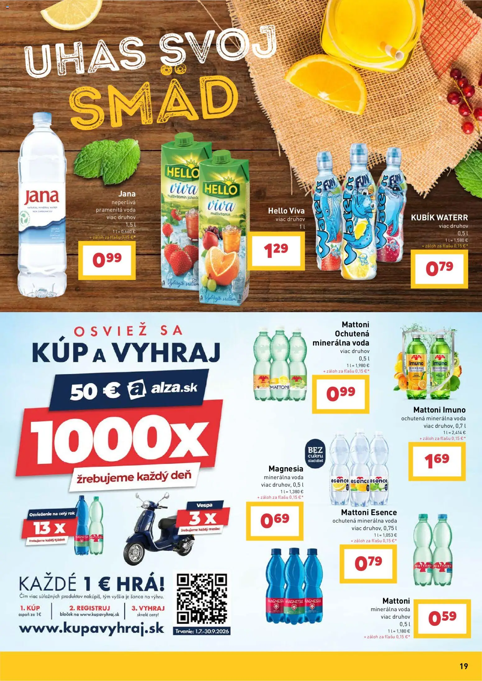 Nové Billa akcie – leták je platný od 08.07.2026 | Strana: 19 | Produkty: Magnesia, Hra, Voda, Minerálna voda