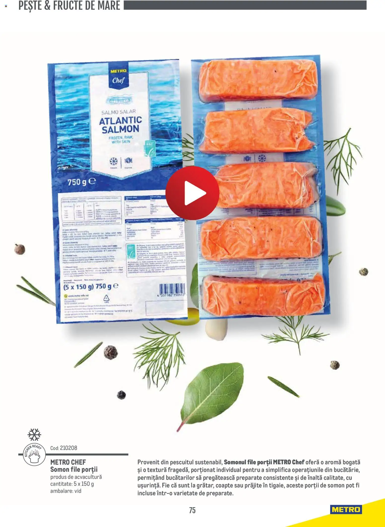 Noul catalog Metro – valabil de la 14.11.2024 | Pagină: 75 | Produse: Somon, Pește, Fructe, Fructe De Mare