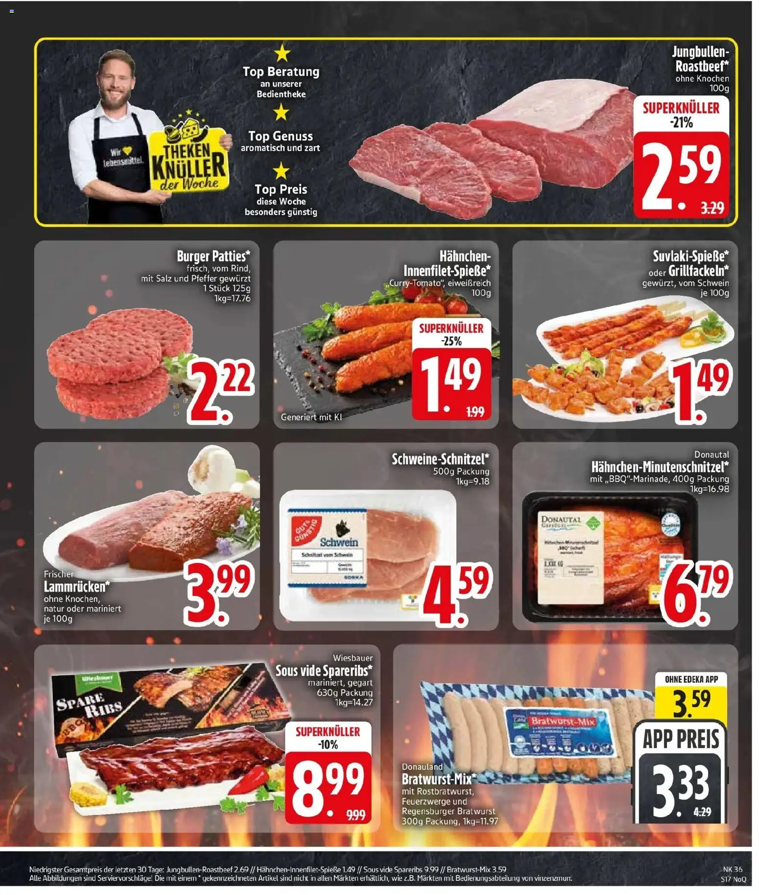 Edeka Prospekt Monheim (ab 31.08.2026) » Angebote Online | Seite: 19 | Produkte: Hahnchen, Bratwurst, Burger, Salz