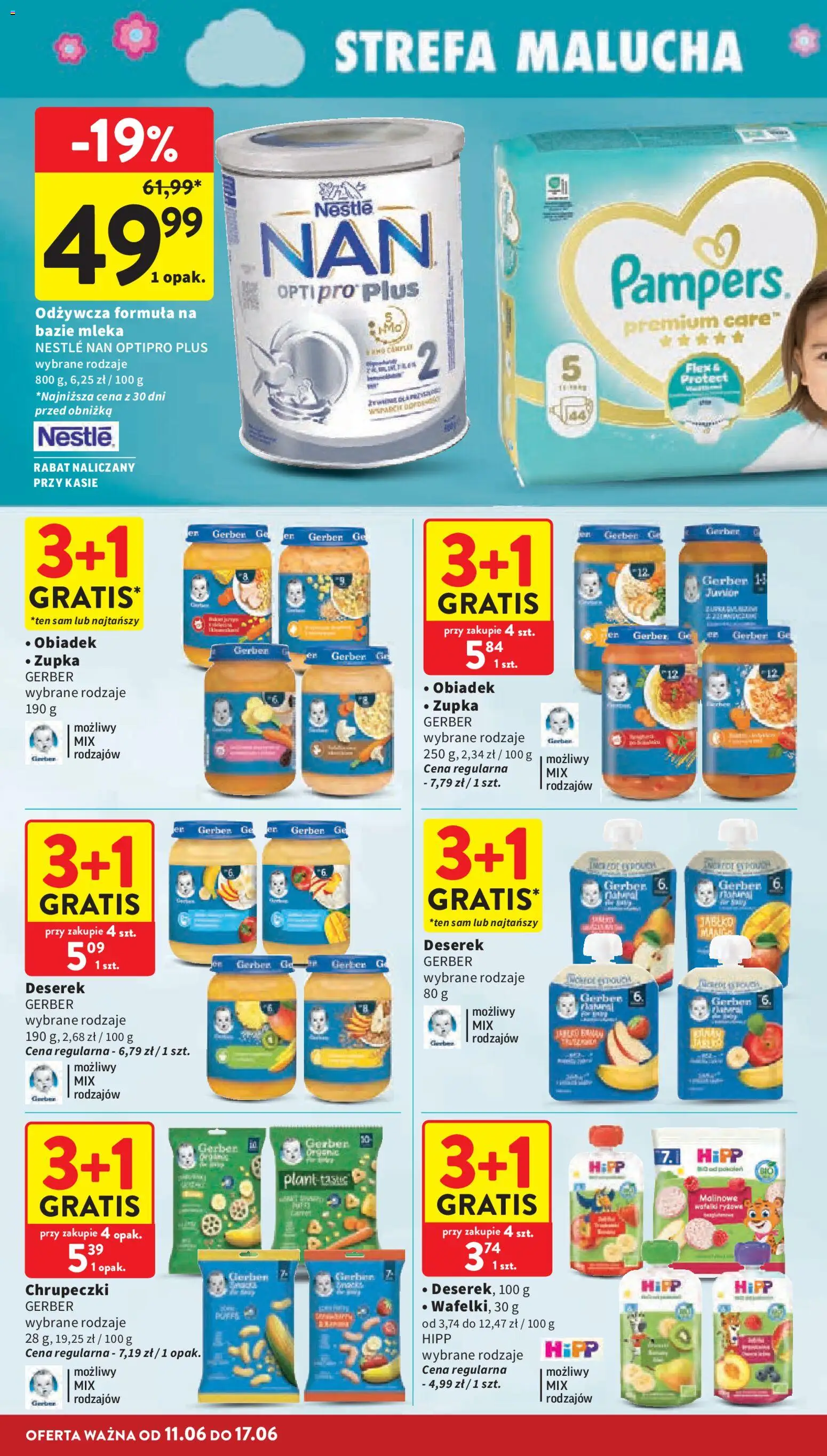 Intermarche gazetka od 11.06.2026 | Strona: 40 | Produkty: Mleka, Pampers, Nestle nan optipro plus, Wafelki