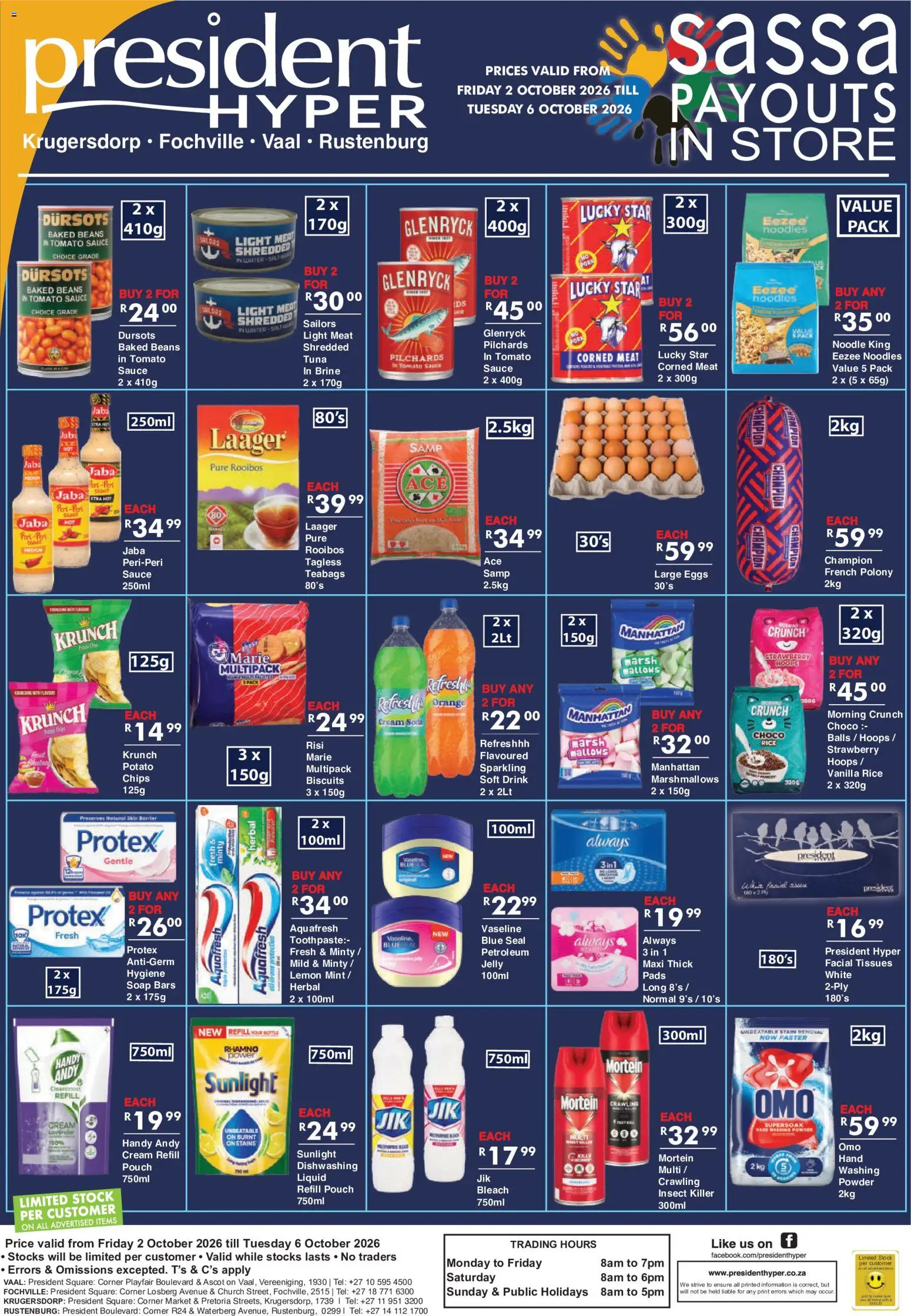 New President Hyper catalogue – valid from 02/10/2026 | Page: 2 | Products: Pilchards, Bleach, Powder, Lemon