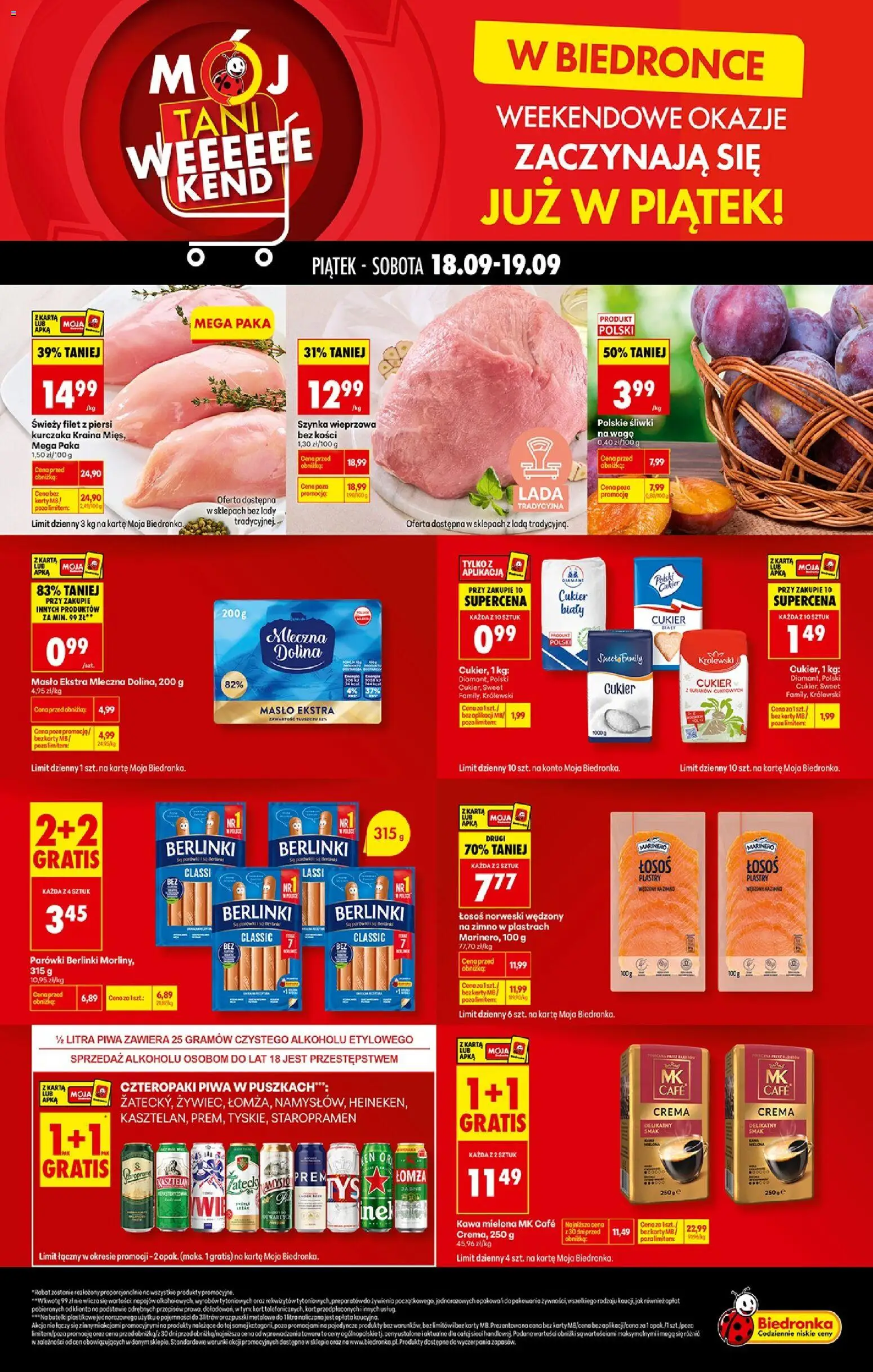 Biedronka Polsko leták - Tani weekend od 18.09.2026 | Strana: 1 | Produkty: Staropramen, Losos, Filet, Karty