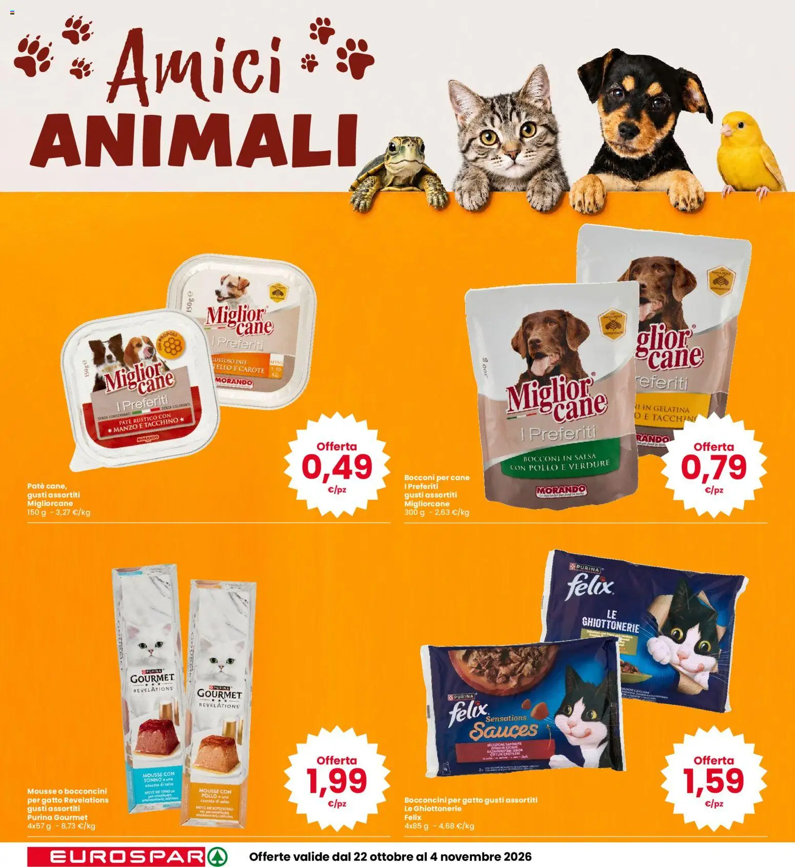 Volantino Eurospar del 22/10/2026 | Pagina: 18 | Prodotti: Pollo, Manzo, Salsa, Carote