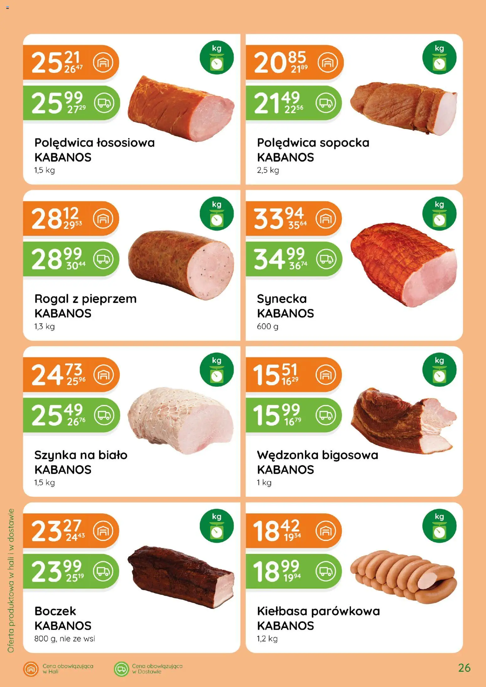 Eurocash gazetka - Katalog Wędlin od 01.10.2026 | Strona: 26 | Produkty: Kiełbasa, Polędwica sopocka, Kabanos, Boczek