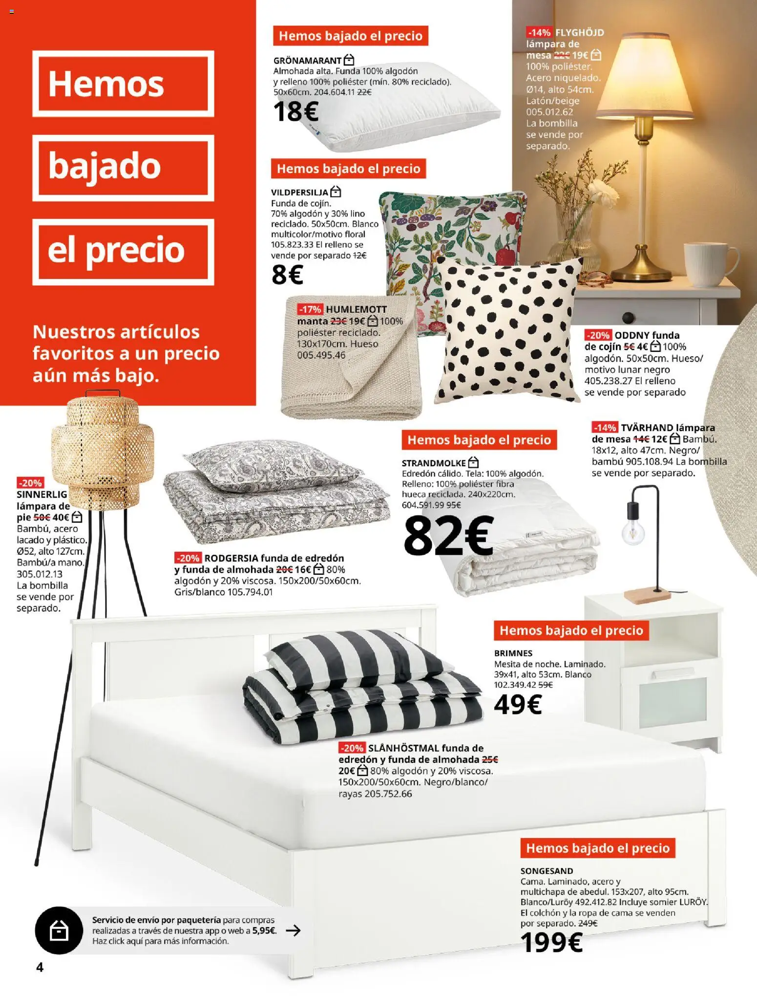 IKEA - Hemos bajado el precio │ válido desde el 01.04.2026 | Página: 4 | Productos: Edredón, Cama, Cojín, Mesa