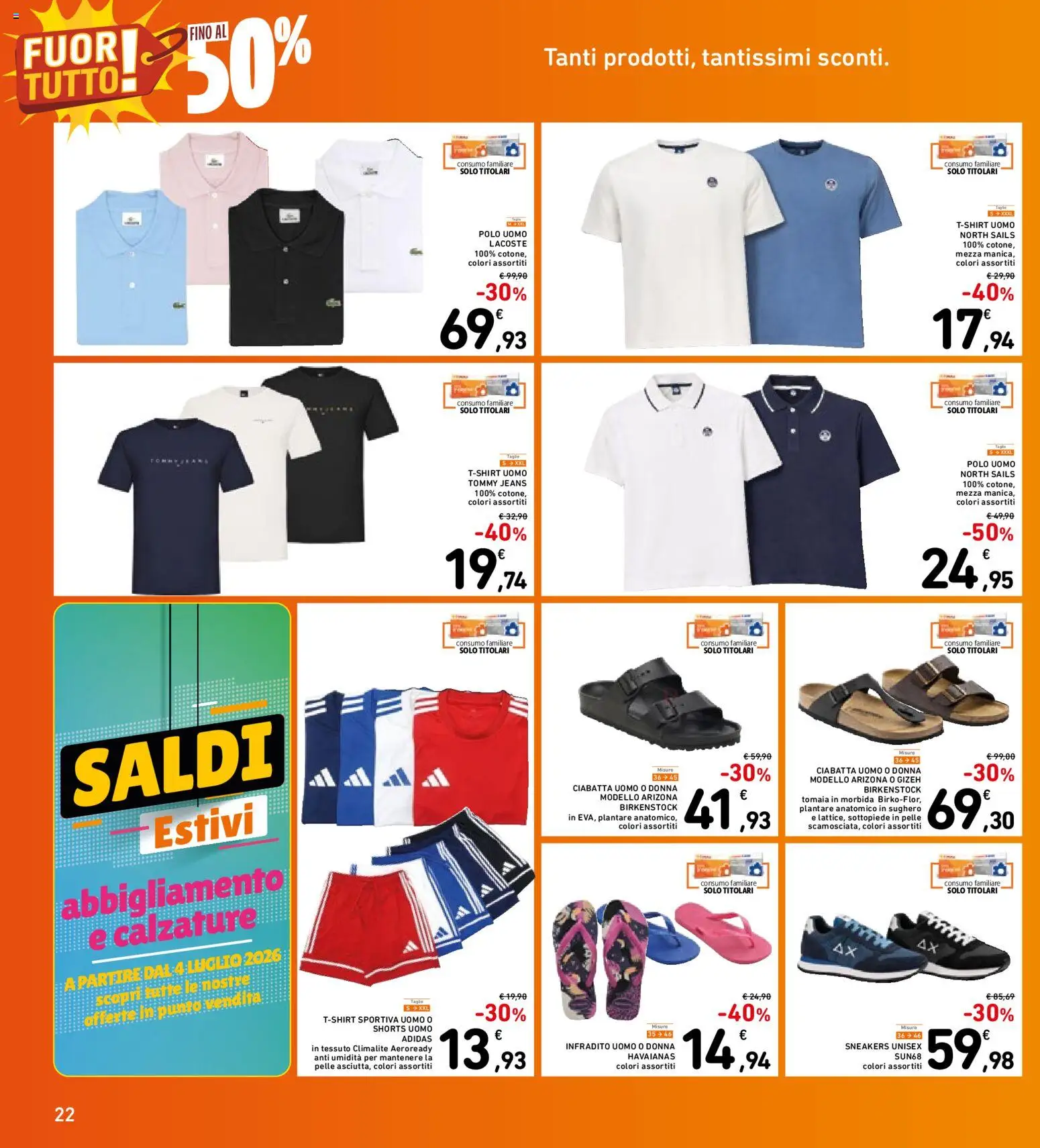 Volantino Spazio Conad del 30/06/2026 | Pagina: 22 | Prodotti: Sneakers, Infradito, Jeans, Polo