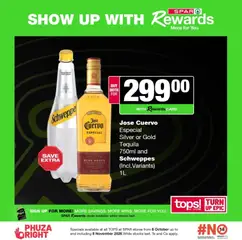 Tops at Spar specials catalogue – valid from 08/10/2026 | Page: 15 | Products: Agave, Tequila, Water