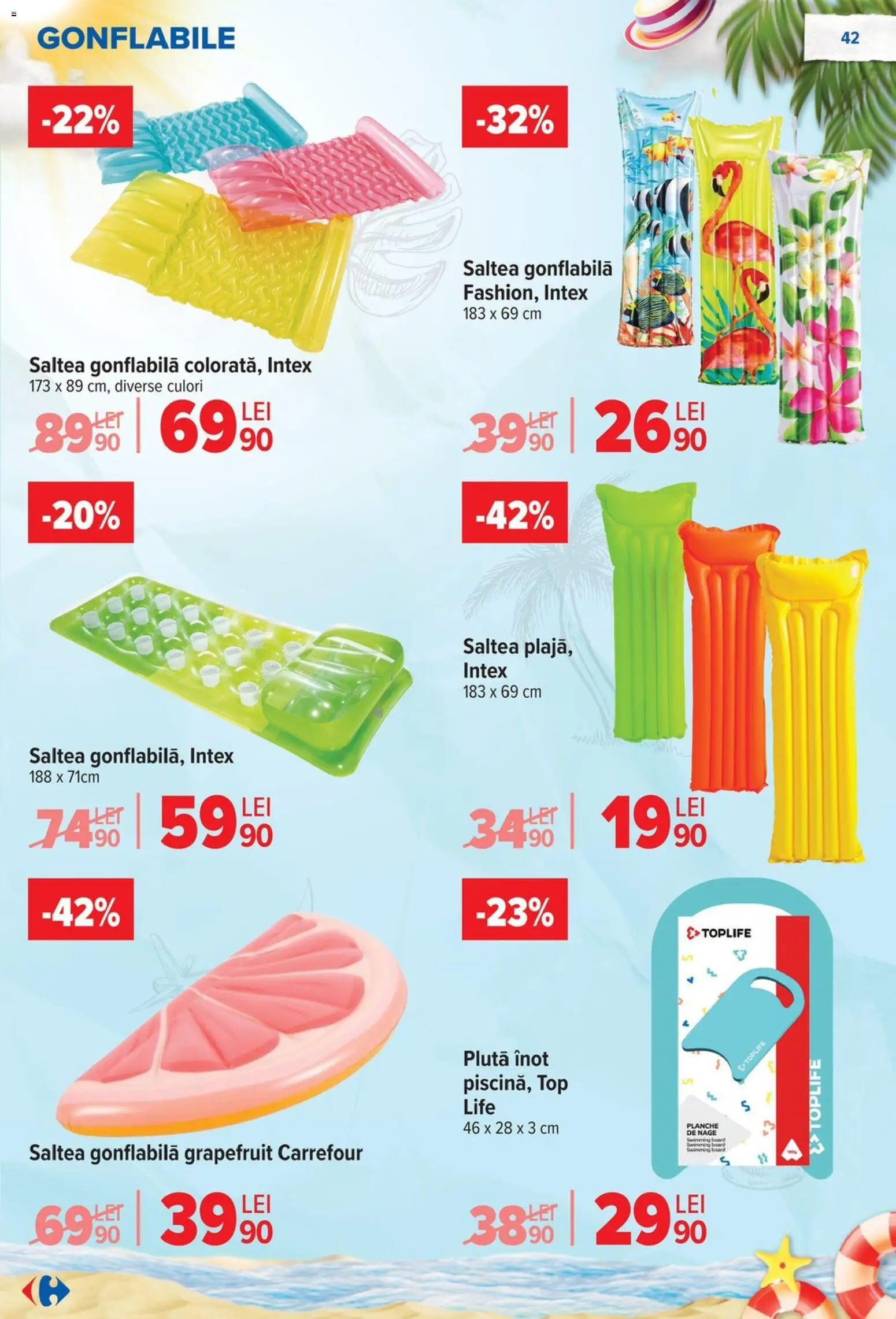 Noul catalog Carrefour – valabil de la 17.06.2026 | Pagină: 43 | Produse: Top, Saltea, Saltea gonflabilă