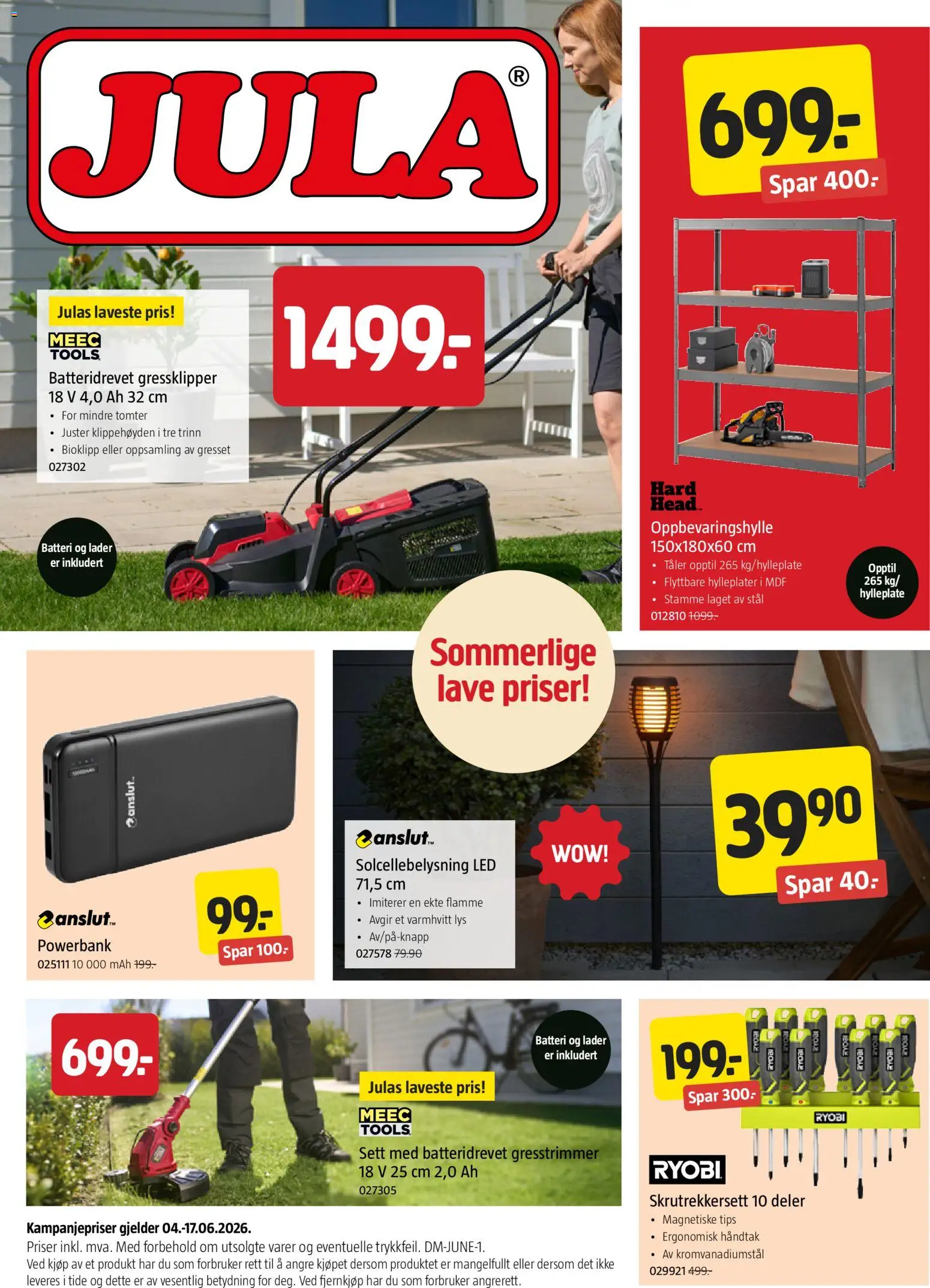 {H1} | Side: 1 | Produkter: Powerbank, Gressklipper, Lys, Télécommande