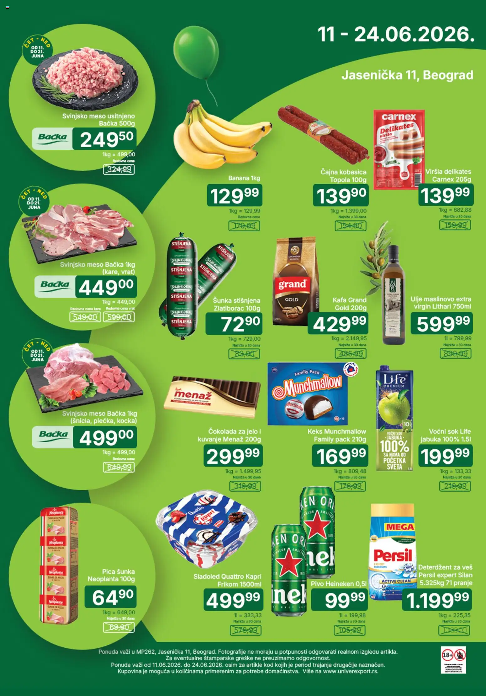 Univerexport katalog - važi od 11.06.2026 | Strana: 1 | Proizvode: Keks, Ulje, Pica, Sok