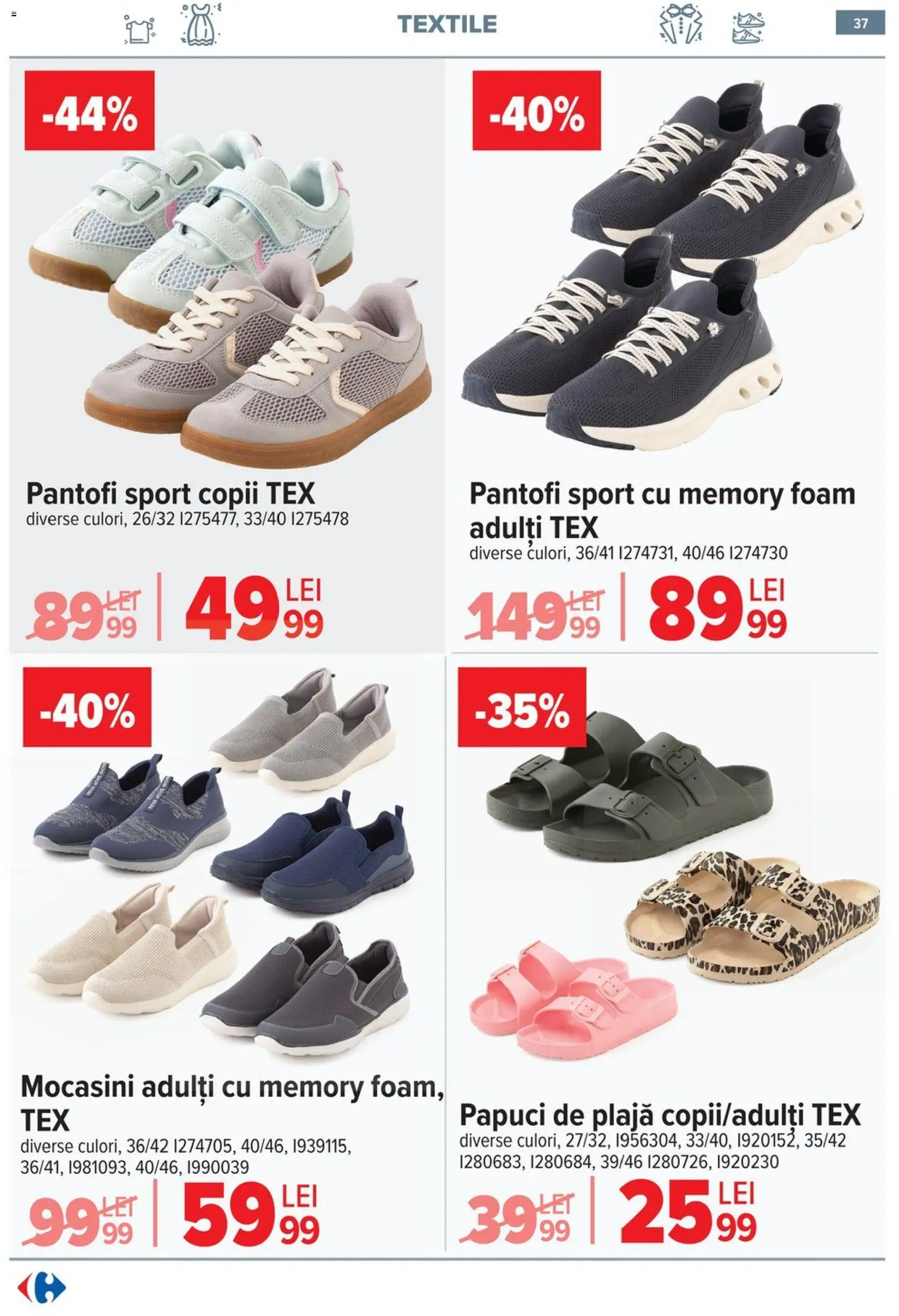 Noul catalog Carrefour – valabil de la 20.05.2026 | Pagină: 36 | Produse: Pantofi, Mocasini, Papuci