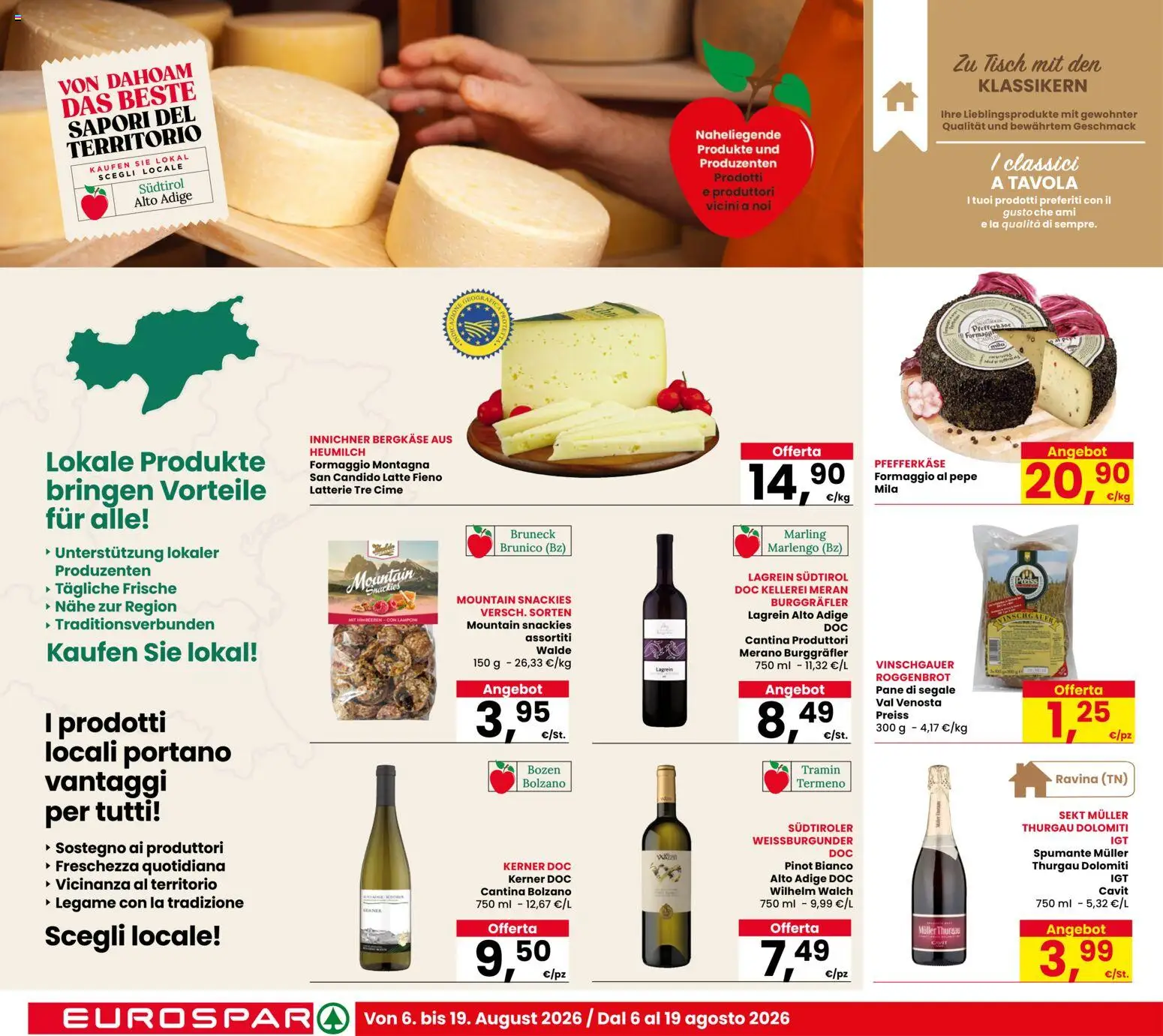 Volantino Eurospar del 06/08/2026 | Pagina: 10 | Prodotti: Pane, Pepe, Formaggio, Spumante