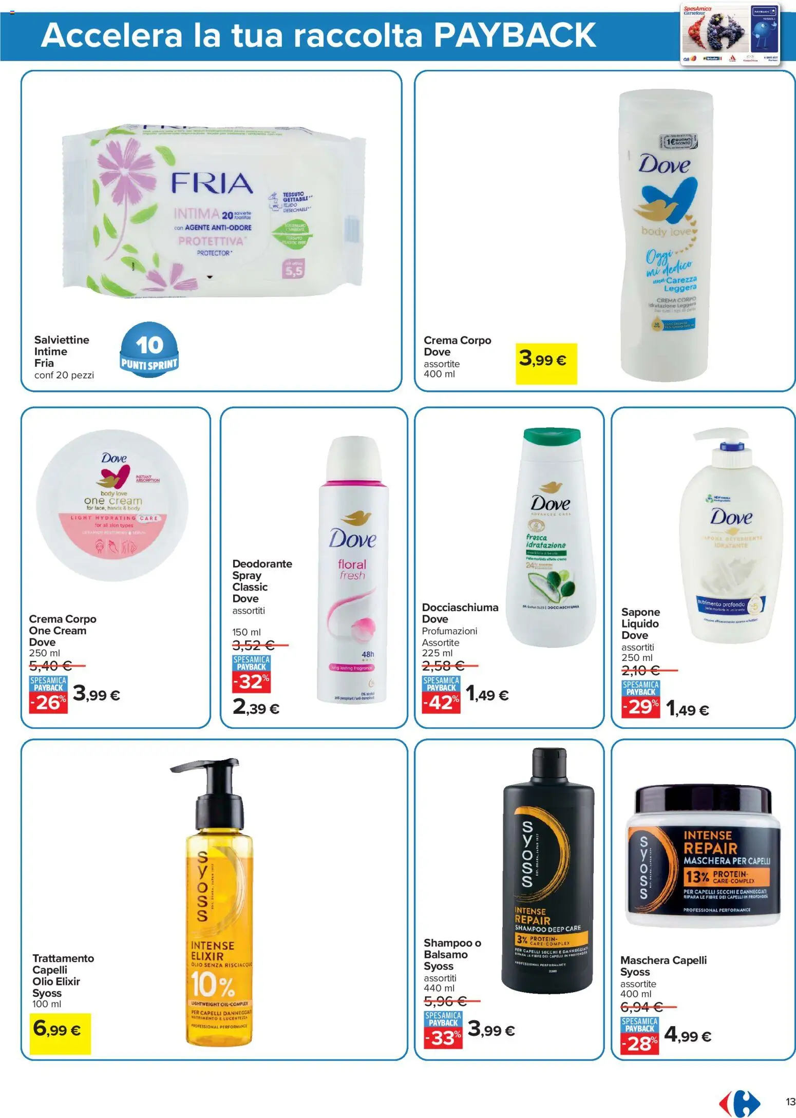 Volantino Carrefour del 06/08/2026 | Pagina: 13 | Prodotti: Shampoo, Balsamo, Detergente, WC