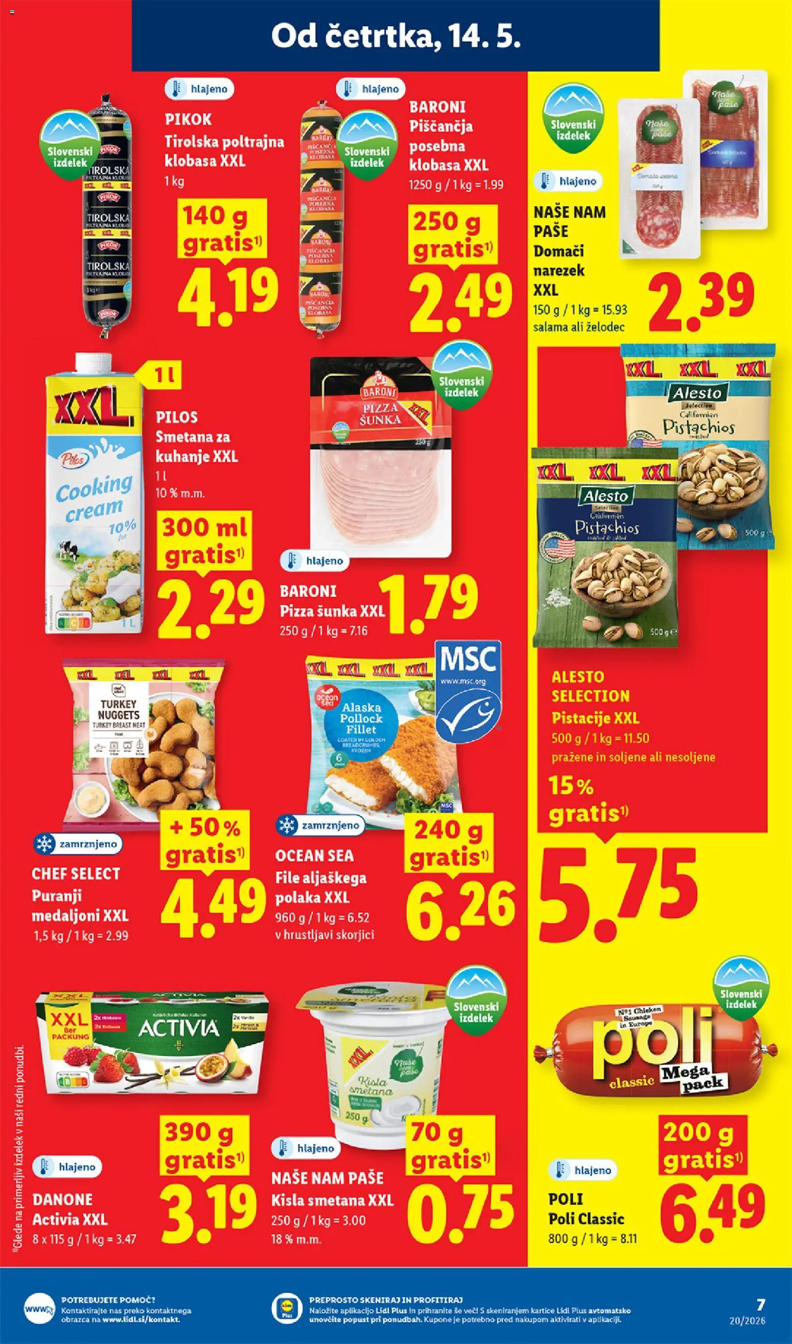 Novi Lidl katalog ponudbe – veljaven od 14.05.2026 | Stran: 9 | Izdelki: Pistacije, Salama, Kisla smetana, Smetana