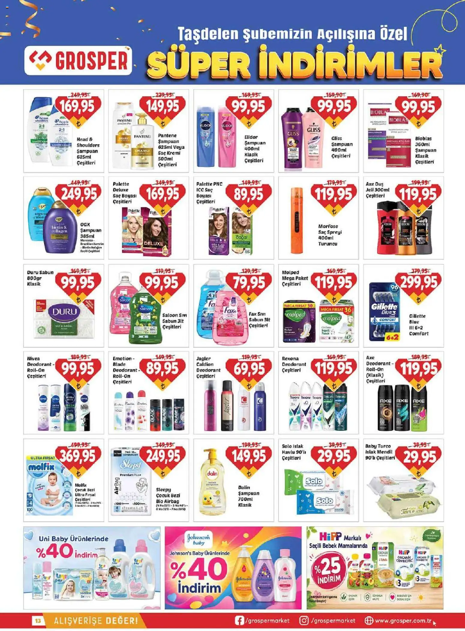Grosper Katalog - 02 Eylül 2026 tarihinden itibaren geçerlidir | Sayfa: 13 | Ürünler: Raf, Duş, Şampuan, Saç Kremi