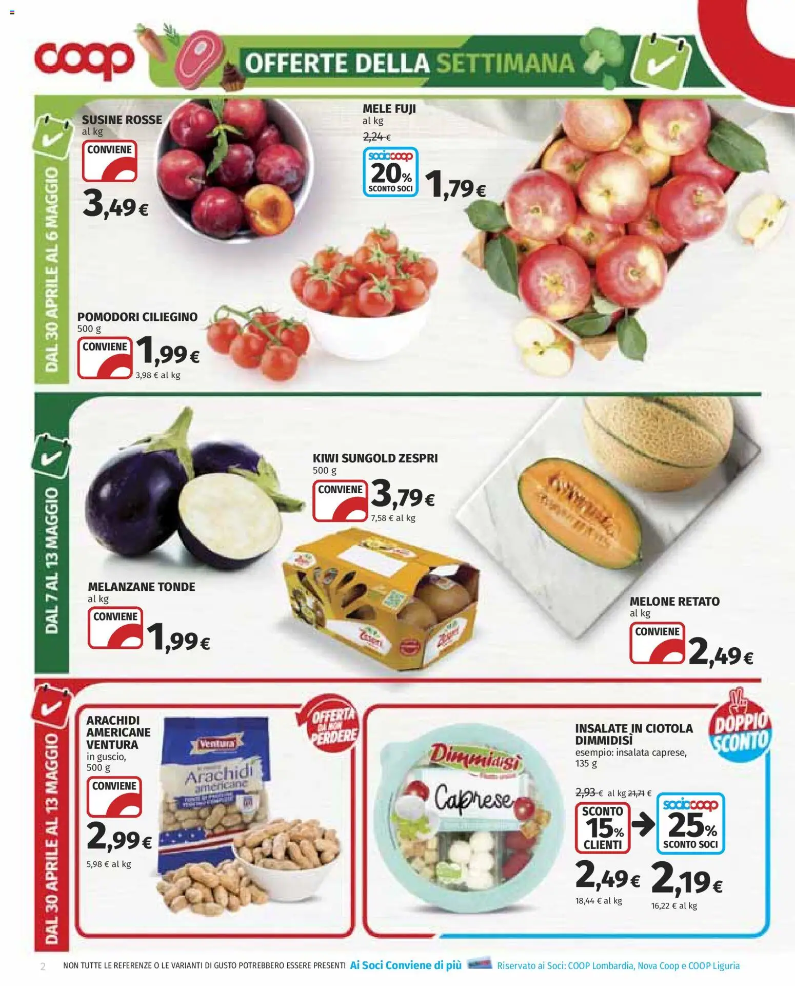 Volantino COOP del 30.04.2026 | Pagina: 2 | Prodotti: Insalata, Melone, Melanzane, Arachidi