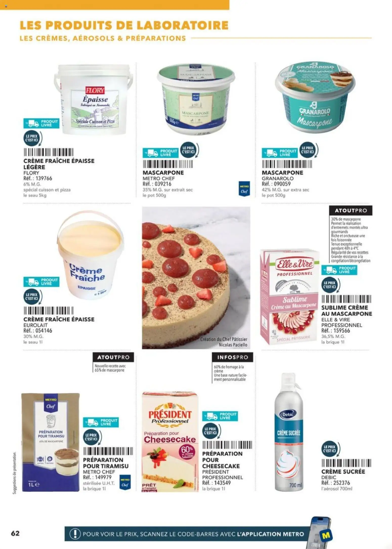 {H1} | Page: 62 | Produits: Base, Fromage, Crème fraiche, Mascarpone