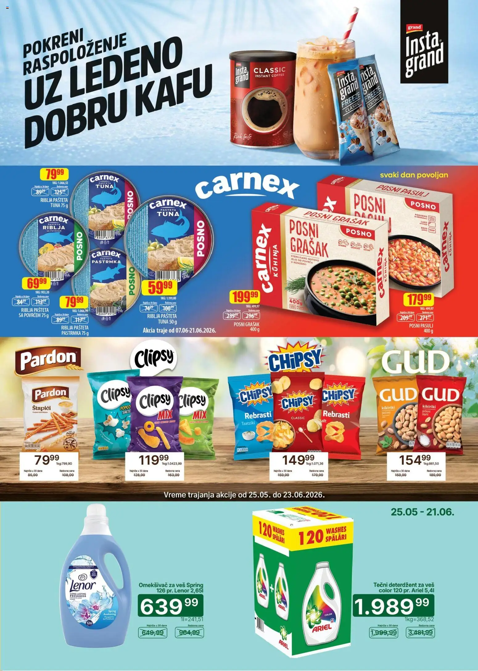 Univerexport katalog - važi od 08.06.2026 | Strana: 21 | Proizvode: Tečni deterdžent, Lenor, Pasulj, Kuhinja