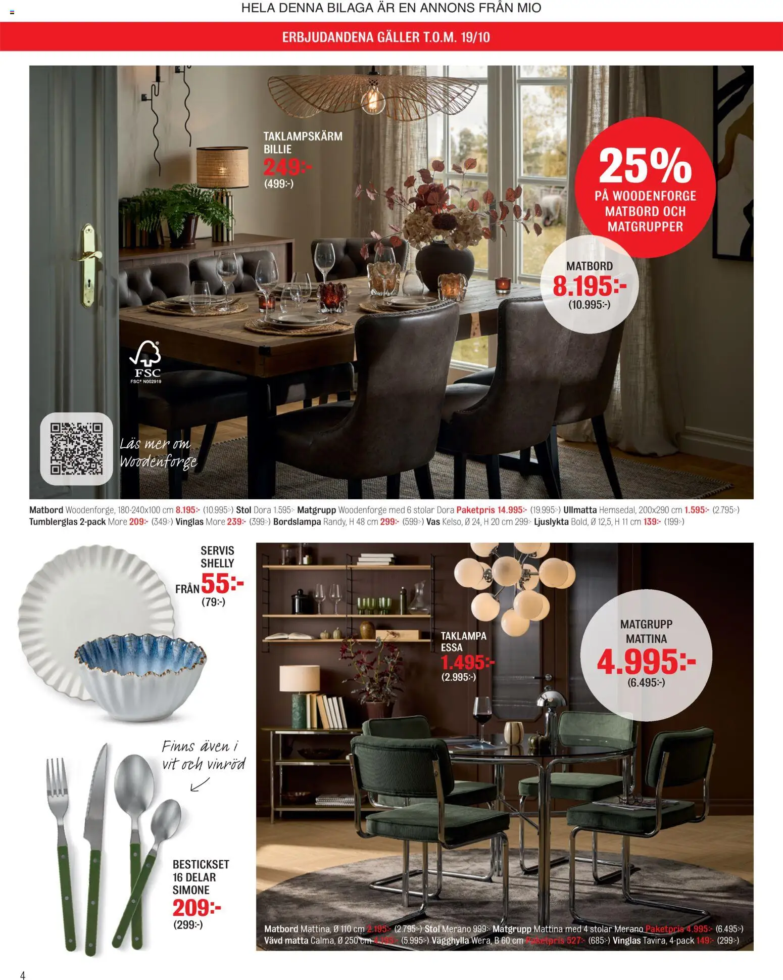 Mio reklamblad aktuell från 29/09/2026 | Sida: 4 | Produkter: Stol, Matta, Vas, Taklampa