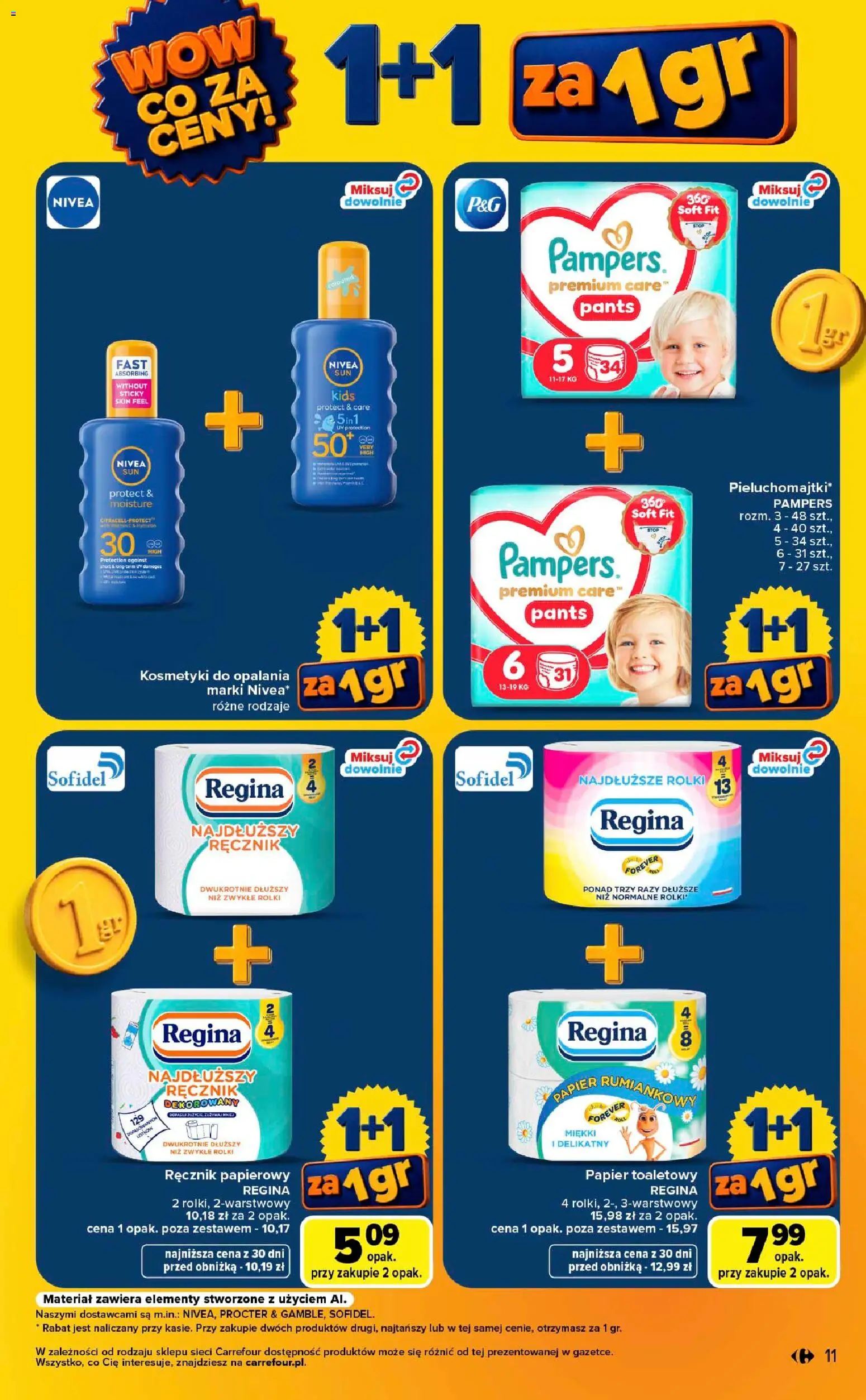Carrefour gazetka - Wow co za ceny od 10.08.2026 | Strona: 11 | Produkty: Papier toaletowy, Kosmetyki, Pampers, Papier rumiankowy